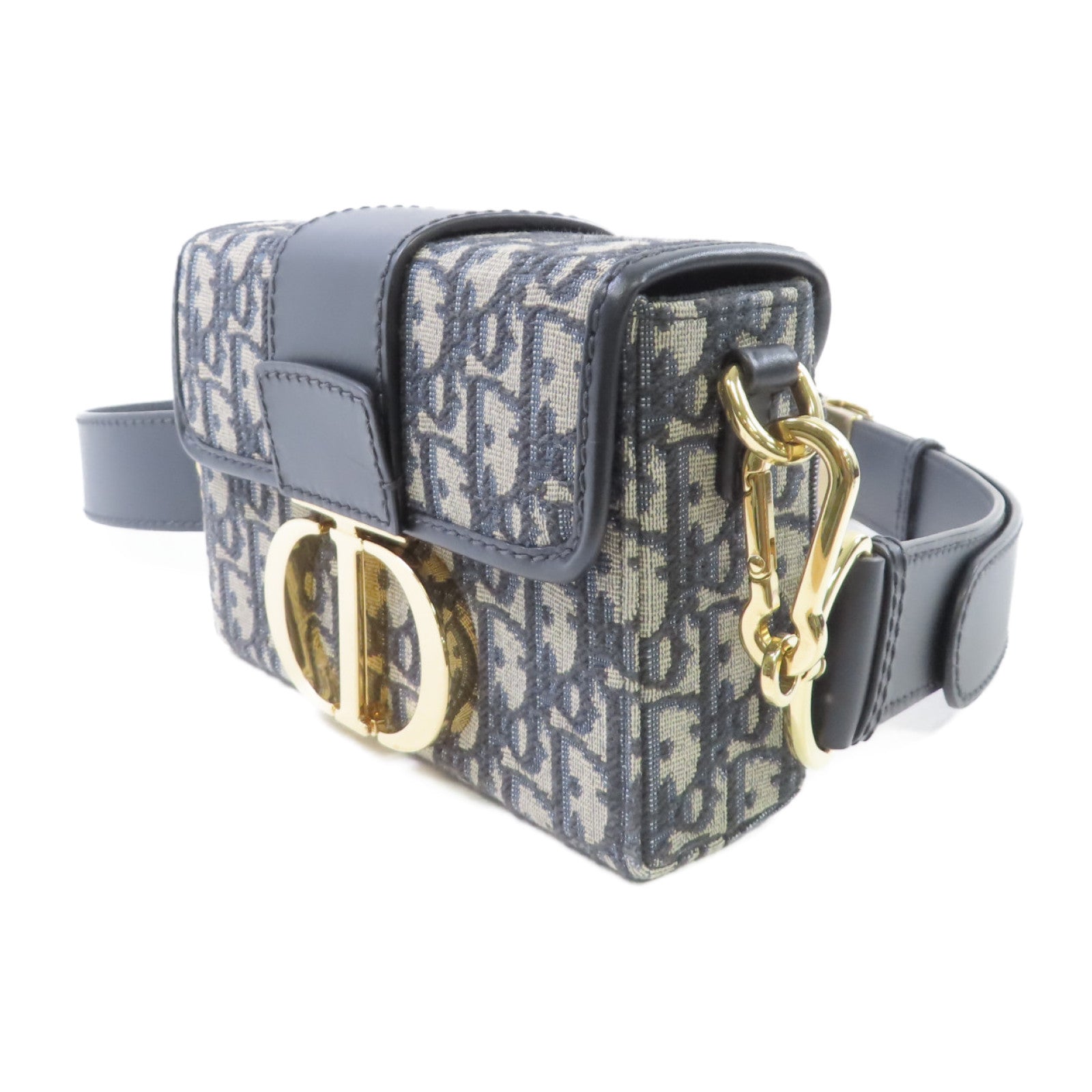 Dior Oblique帆布Mini Montaiqne 30 Shoulder Bag金扣肩背袋啡色/藍色