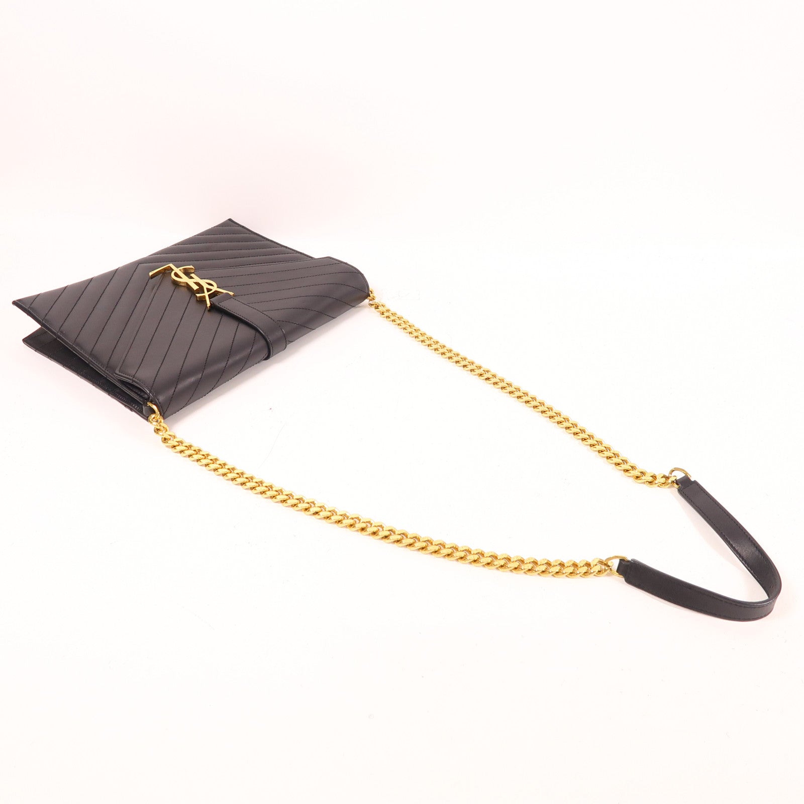 SAINT LAURENT 【激減優惠】牛皮皮革Chain Shoulder金扣鏈帶肩背袋