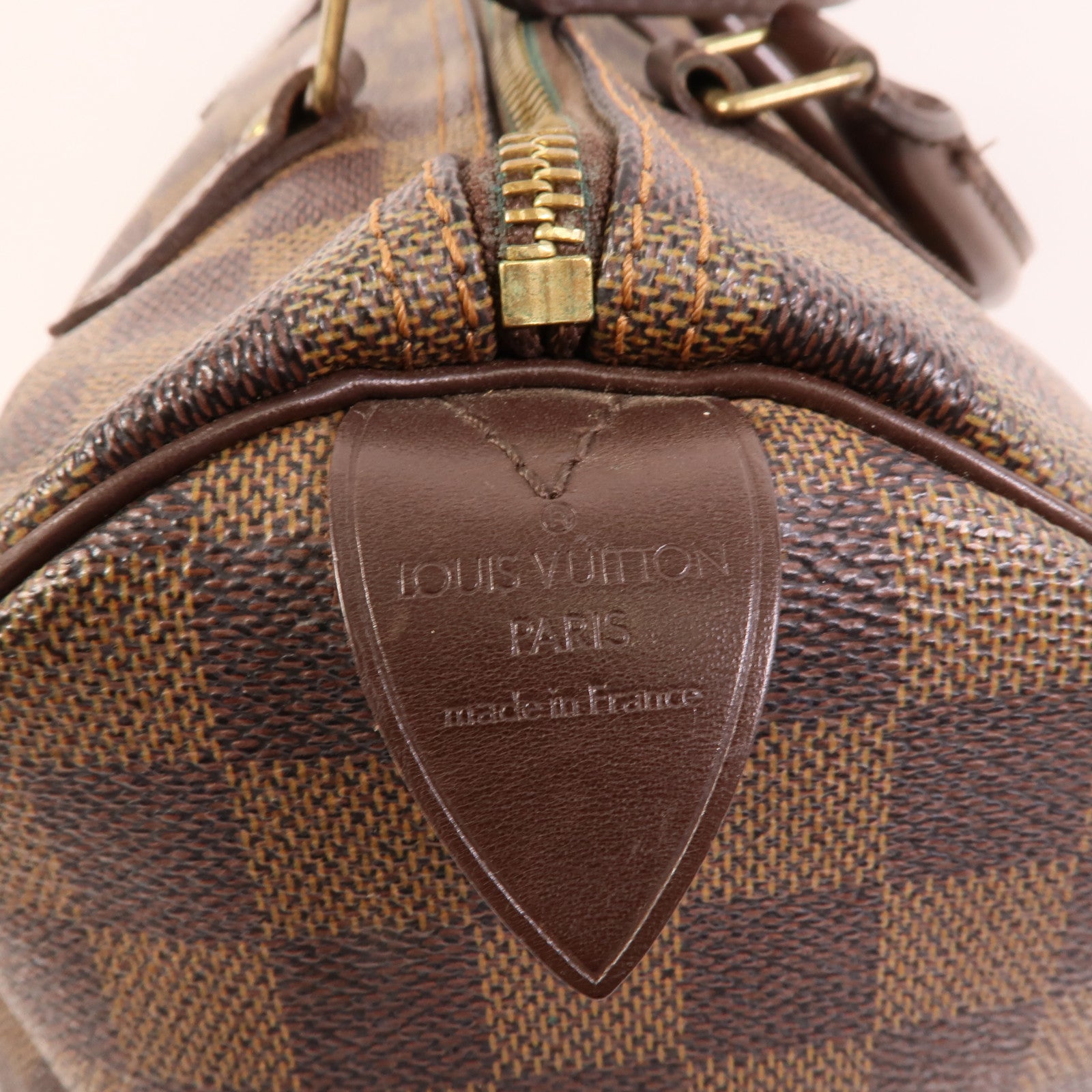 LOUIS VUITTON Damier Speedy 30金扣手挽袋
