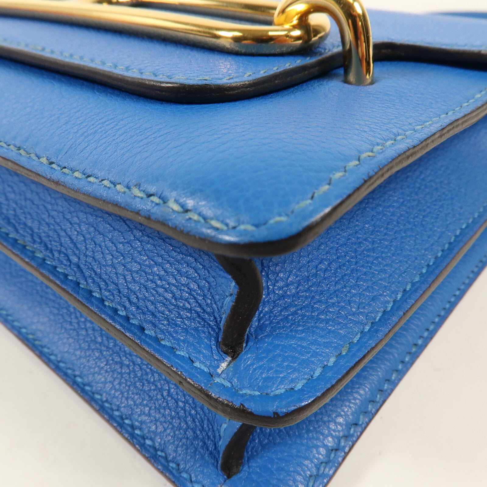 HERMES Evercolr皮革Mini Roulis金扣肩背袋Bleu Saphir