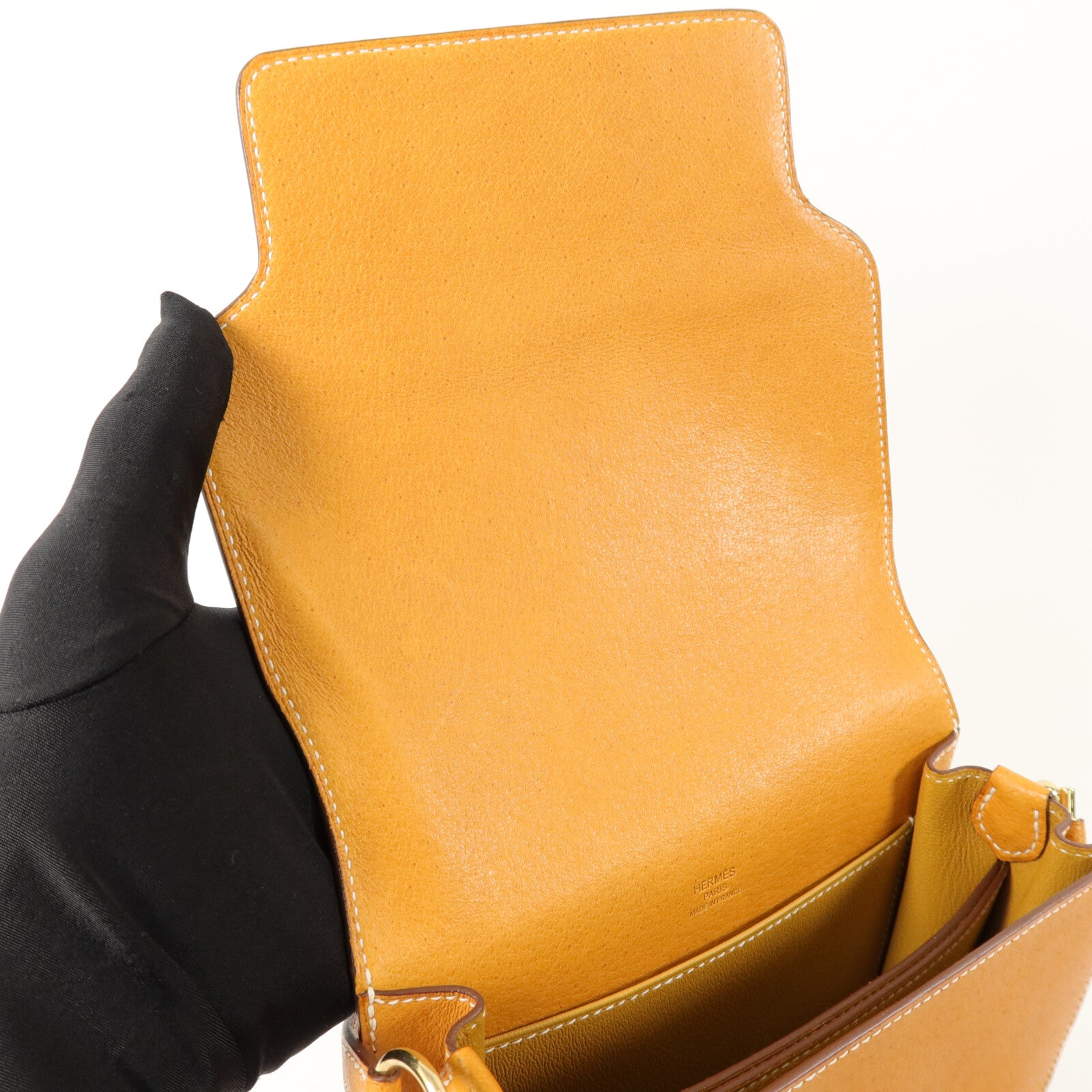 HERMES Peau De Porc皮革Roulis Mini肩背袋Toffee