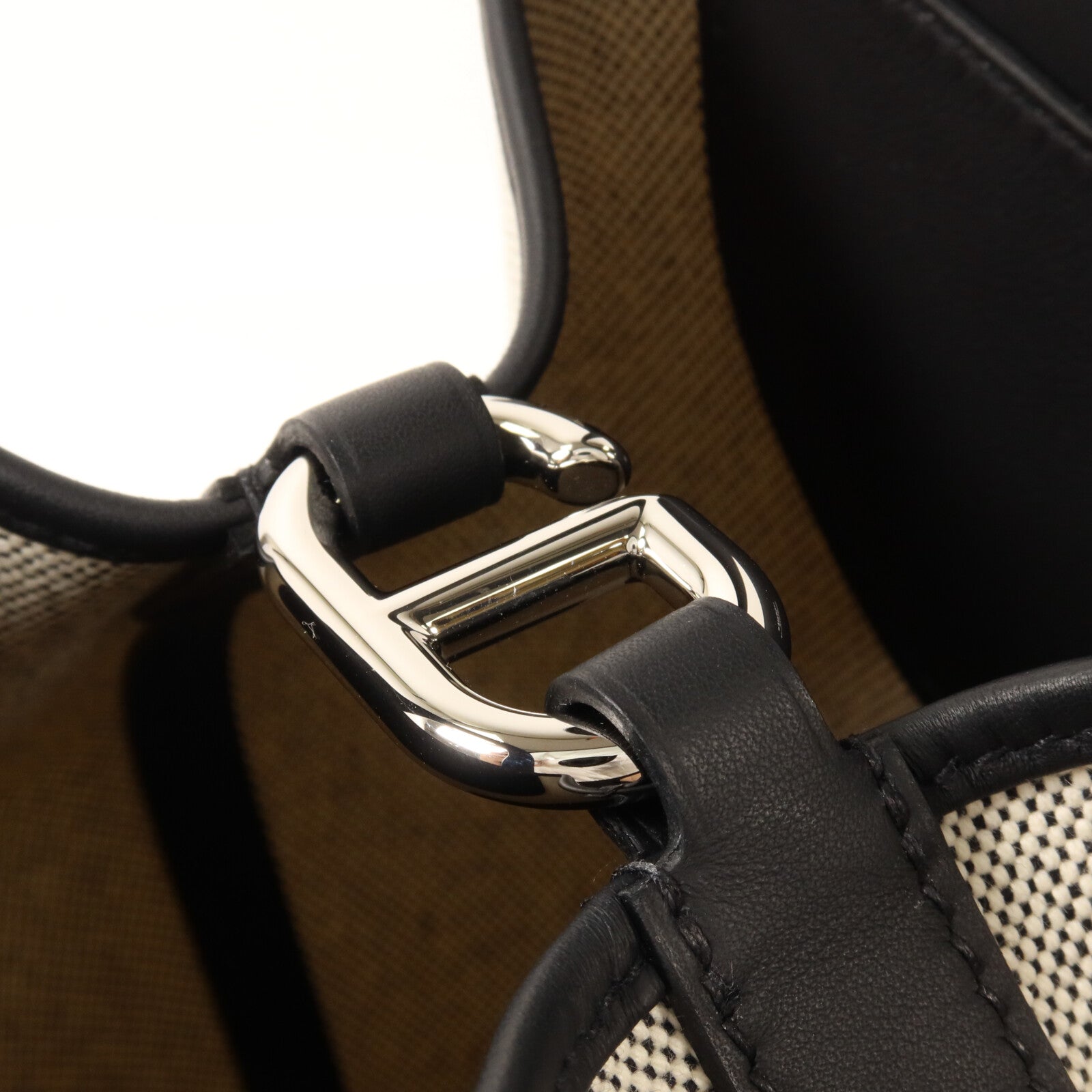 HERMES Toile H/Swift皮革In The Loop 18手挽袋Ecru/Noir