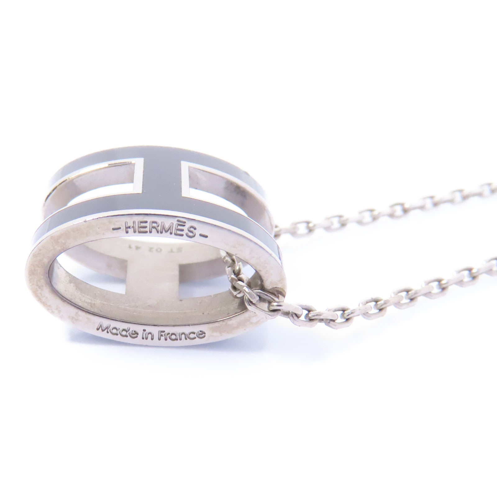 HERMES 金屬Pop H Necklace項鍊銀色/黑色