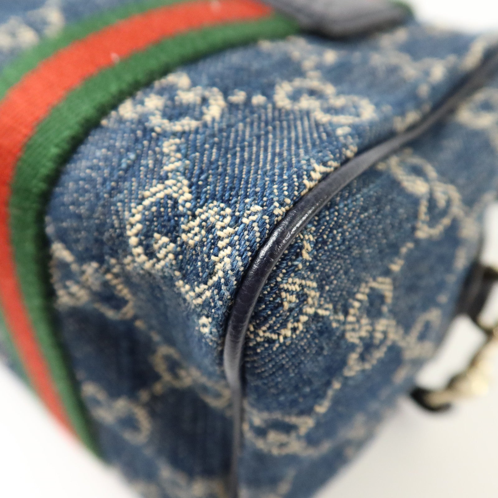 GUCCI 牛仔布Ophidia Boston銀扣手挽肩背兩用袋