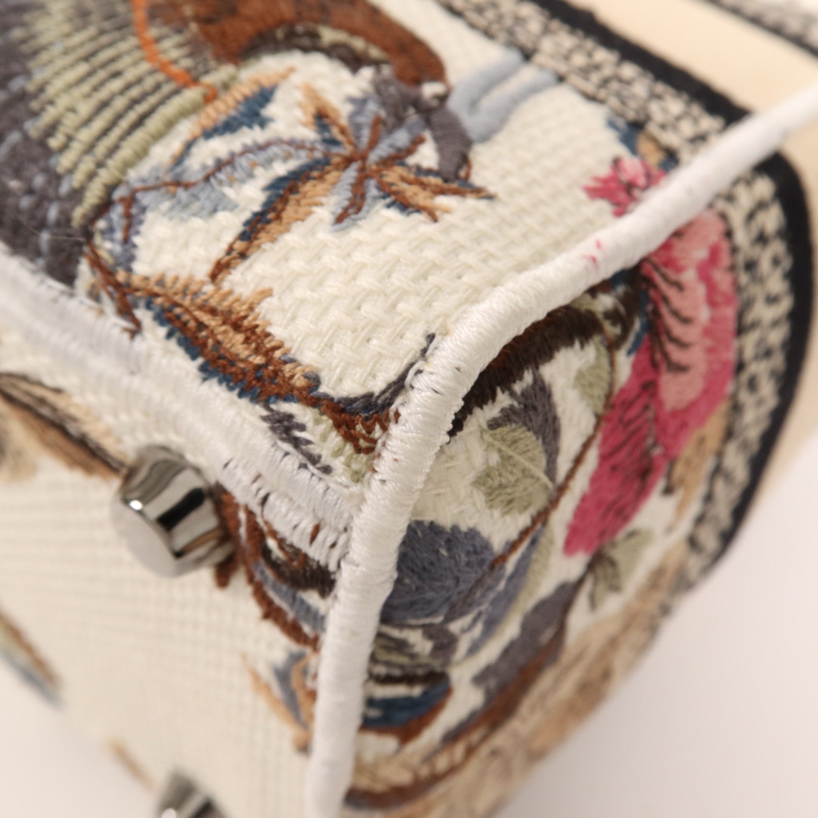 Dior 帆布Lady Dior Medium銀扣手挽肩背兩用袋