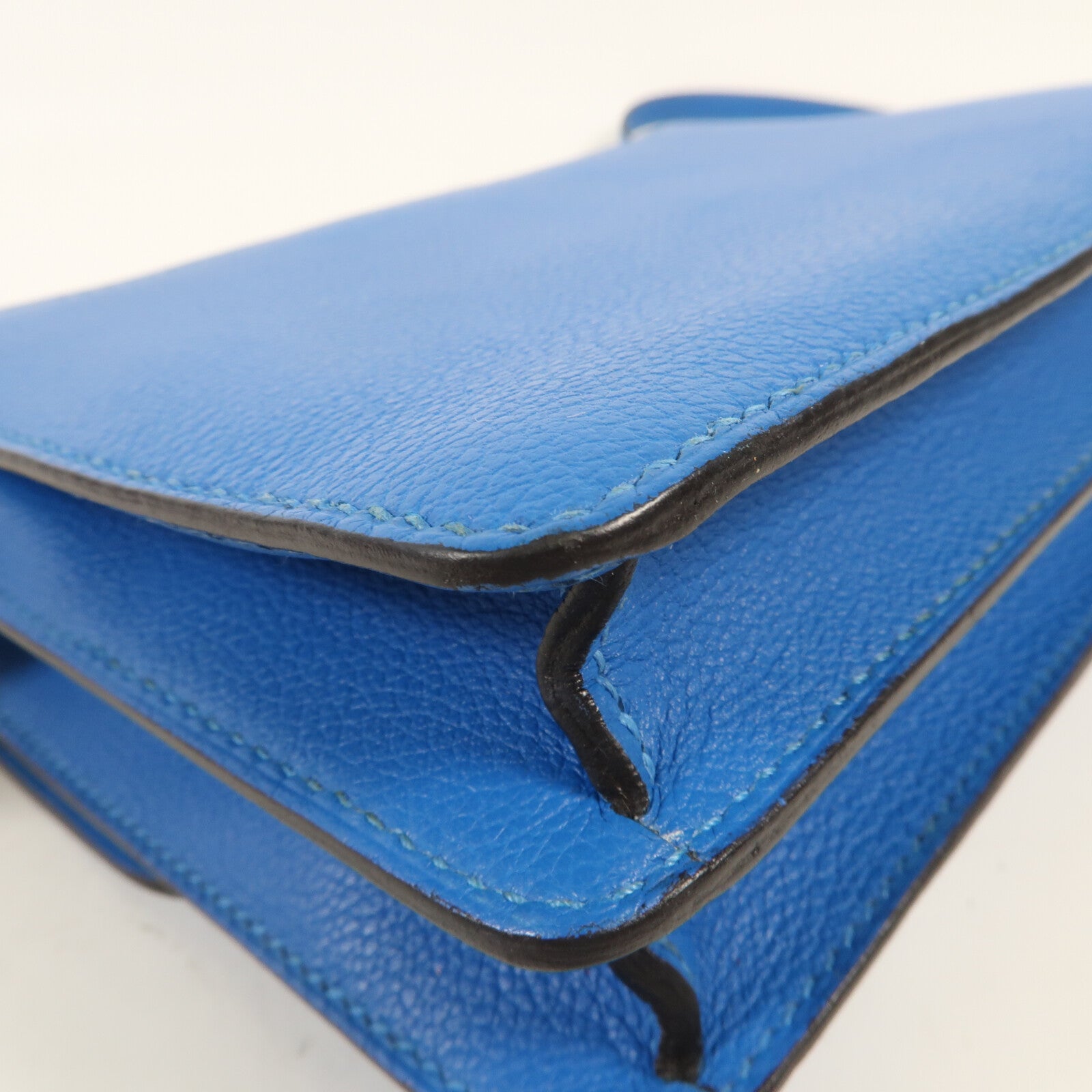 HERMES Evercolr皮革Mini Roulis金扣肩背袋Bleu Saphir