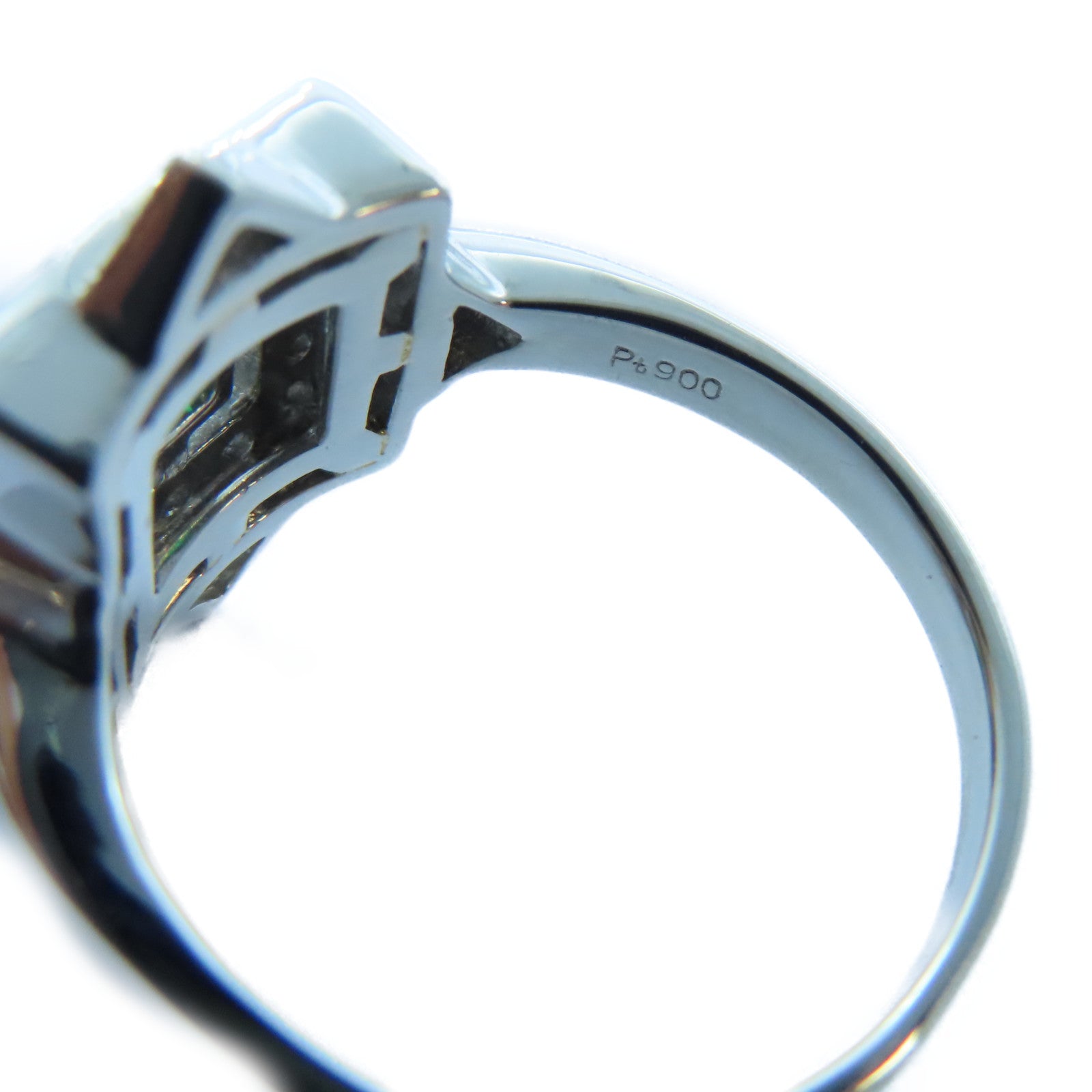 JEWELRY 【激減優惠】PT900白金Emerald/Diamond Ring 0.26ct綠寶石/0.29ct鑽石戒指US#7.5