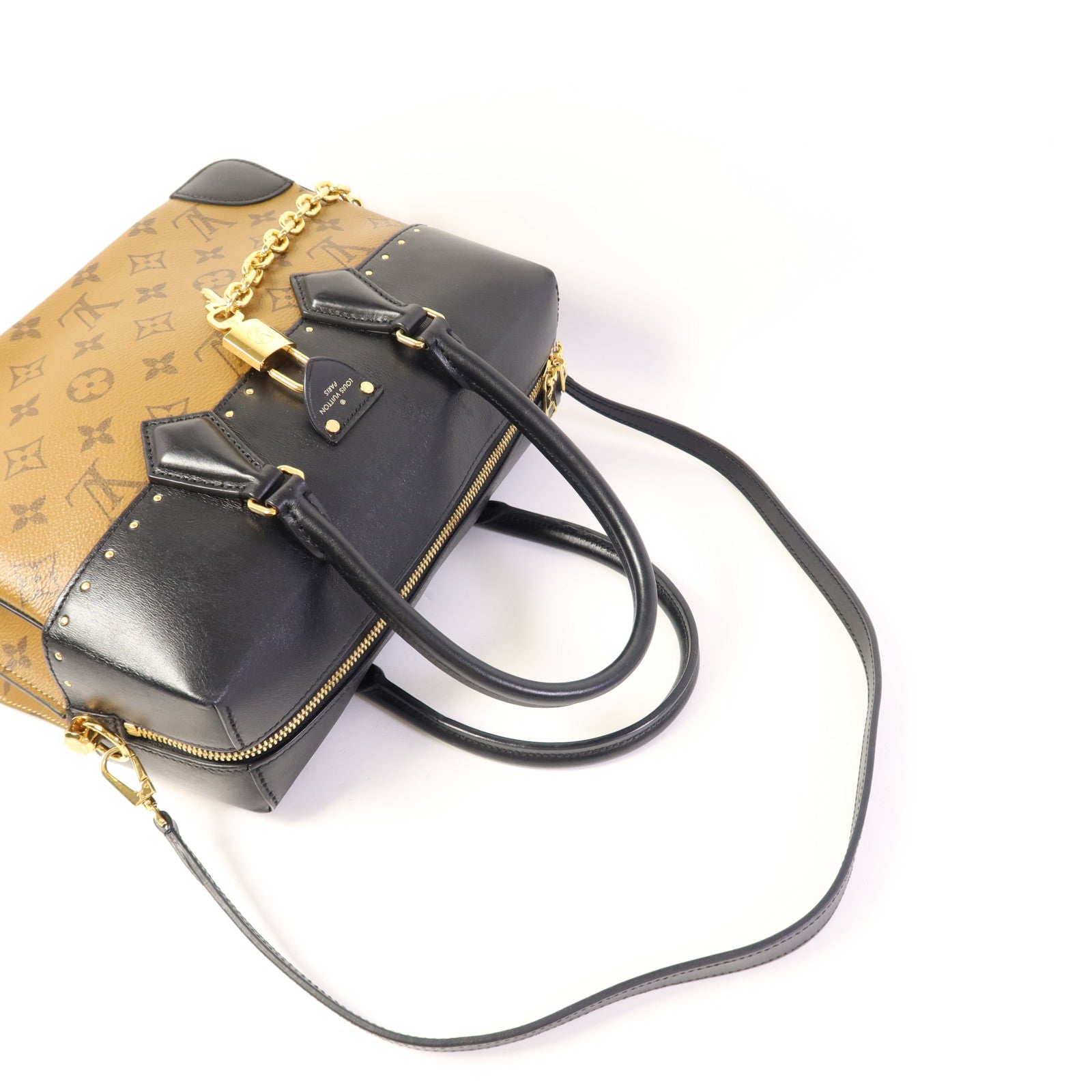 LOUIS VUITTON Monogram Reverse City Malle金扣手挽肩背兩用袋