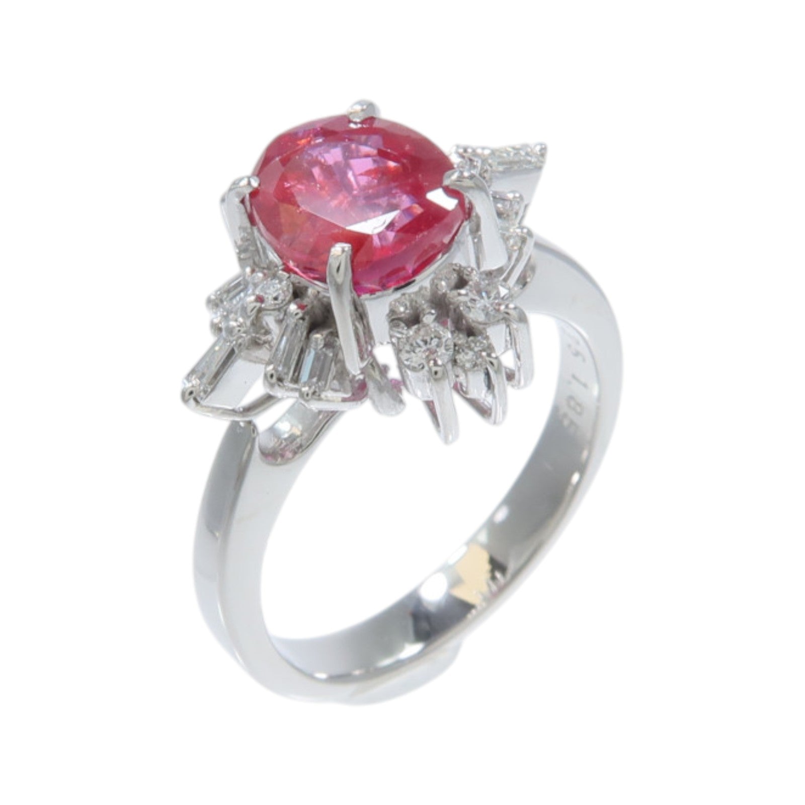 JEWELRY PT900鉑金Ruby Diamond Ring紅寶石/鑽石戒指