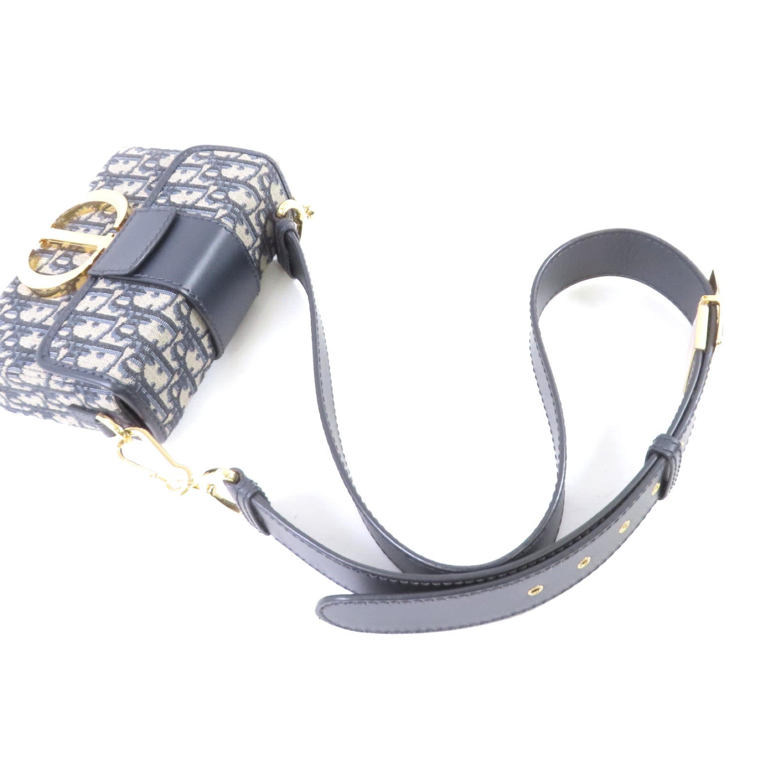 Dior Oblique帆布Mini Montaiqne 30 Shoulder Bag金扣肩背袋啡色/藍色
