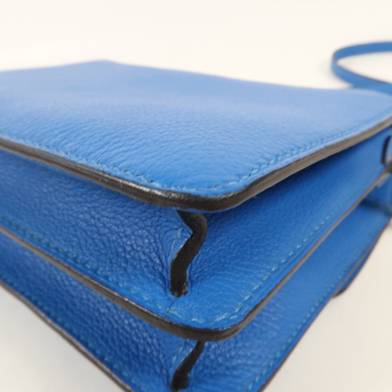 HERMES Evercolr皮革Mini Roulis金扣肩背袋Bleu Saphir