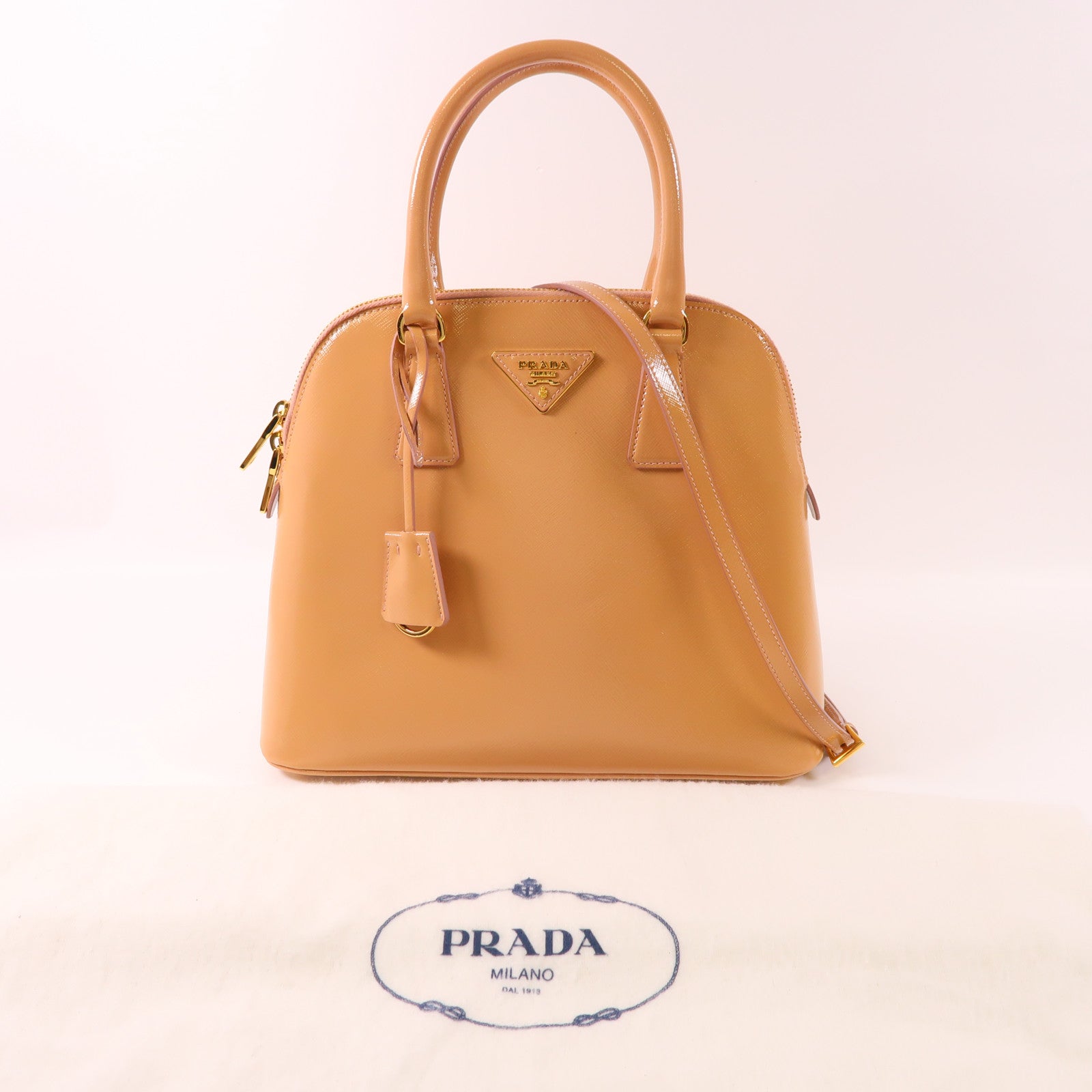 PRADA 漆皮皮革2 Way Shoulder Bag金扣手挽肩背兩用袋