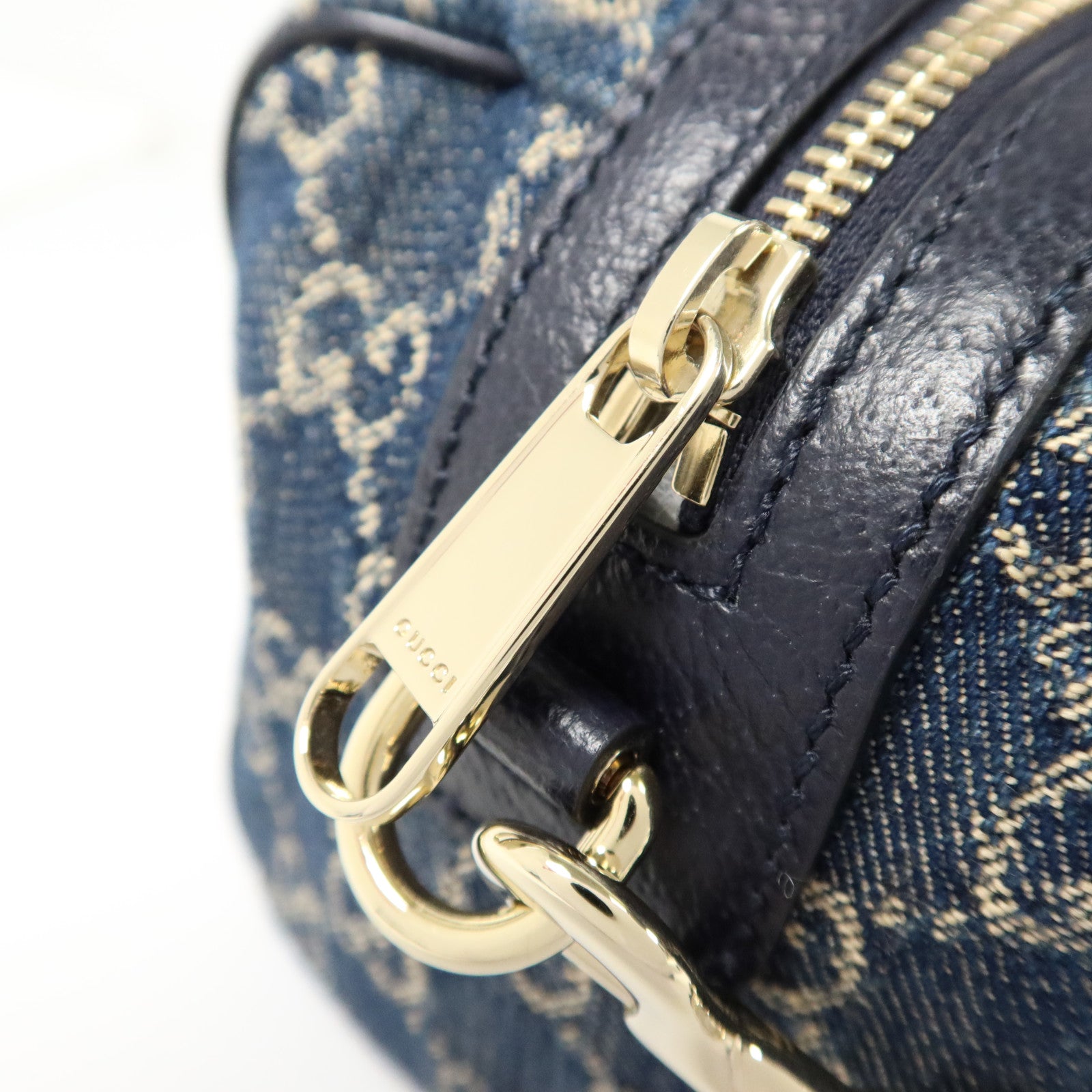 GUCCI 牛仔布Ophidia Boston銀扣手挽肩背兩用袋