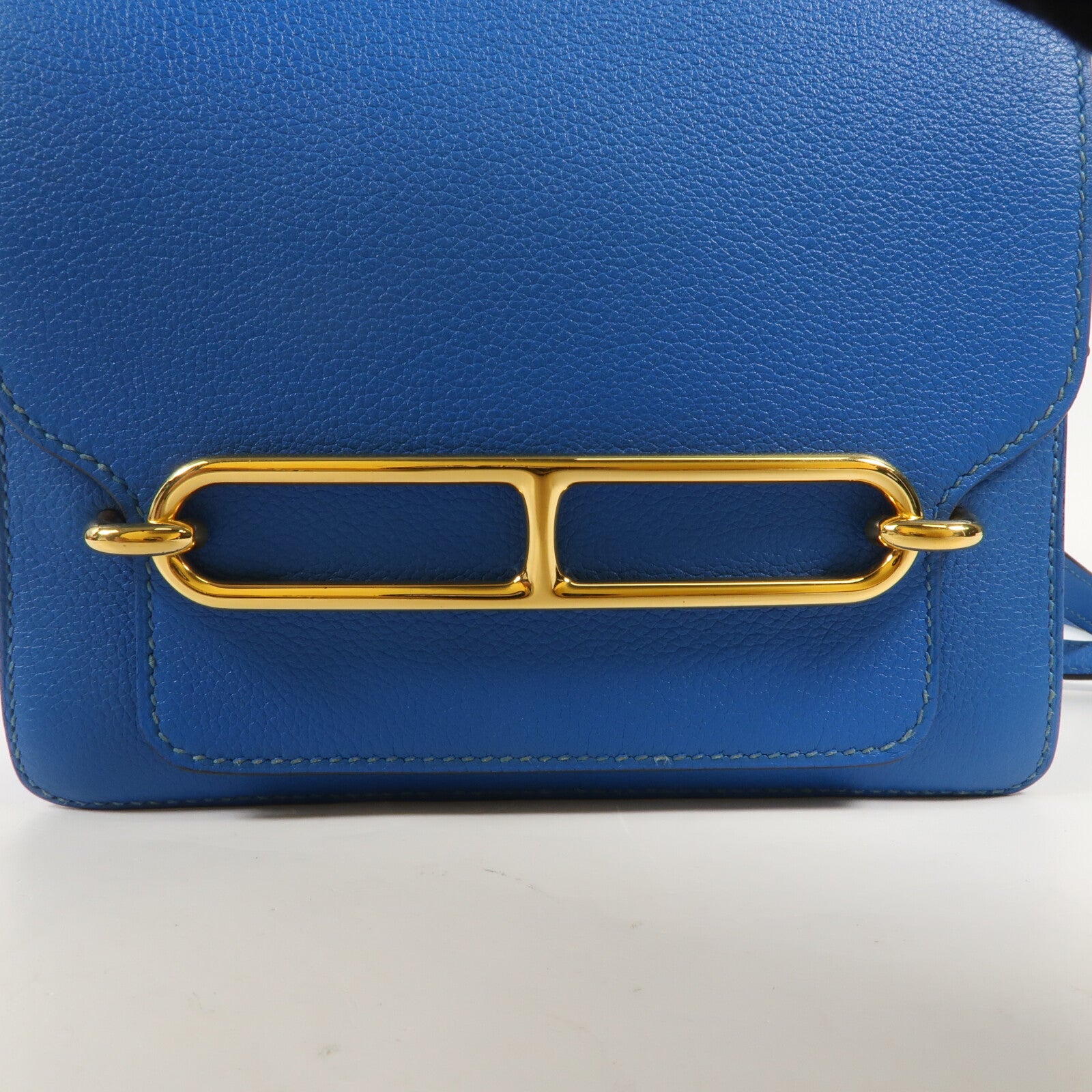 HERMES Evercolr皮革Mini Roulis金扣肩背袋Bleu Saphir