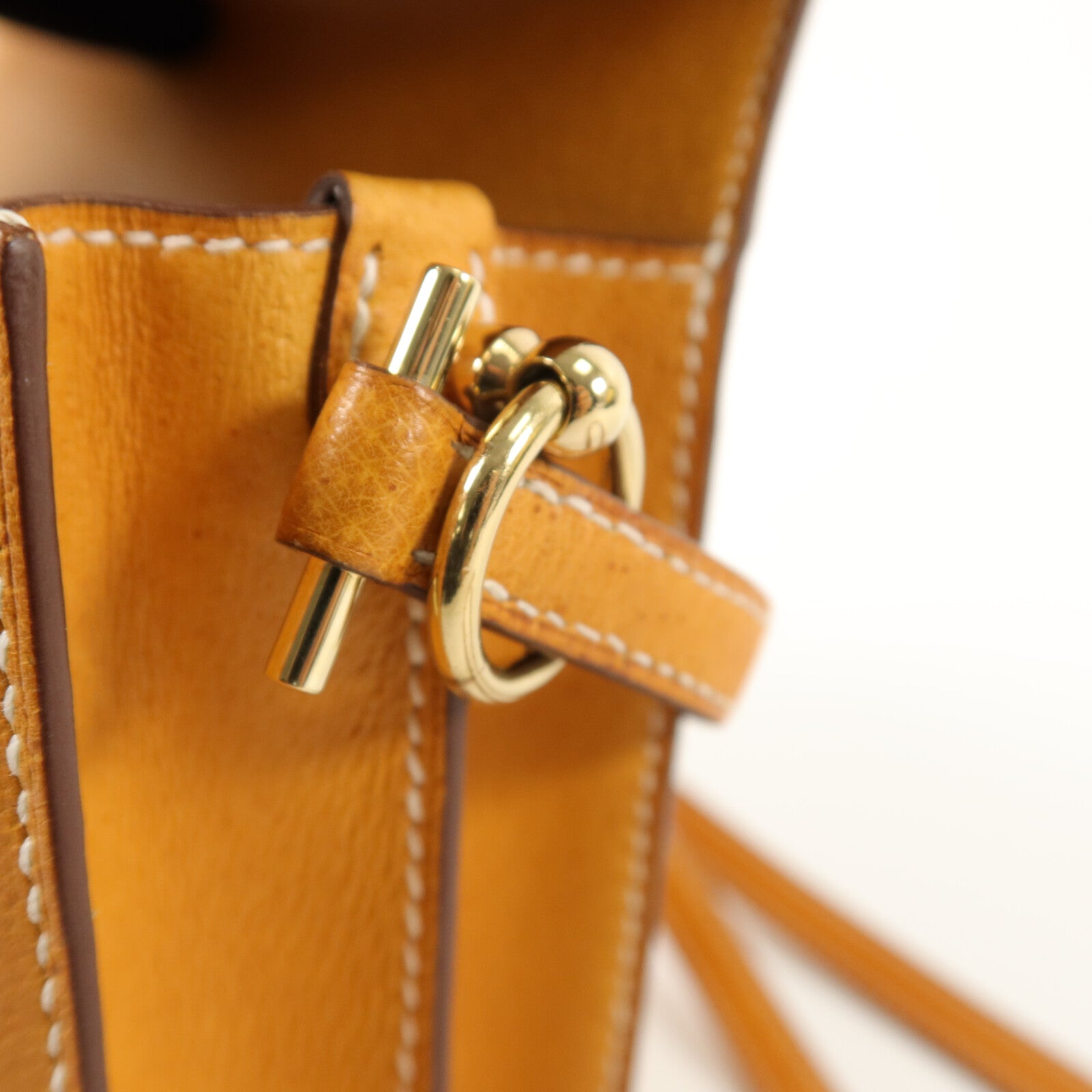 HERMES Peau De Porc皮革Roulis Mini肩背袋Toffee