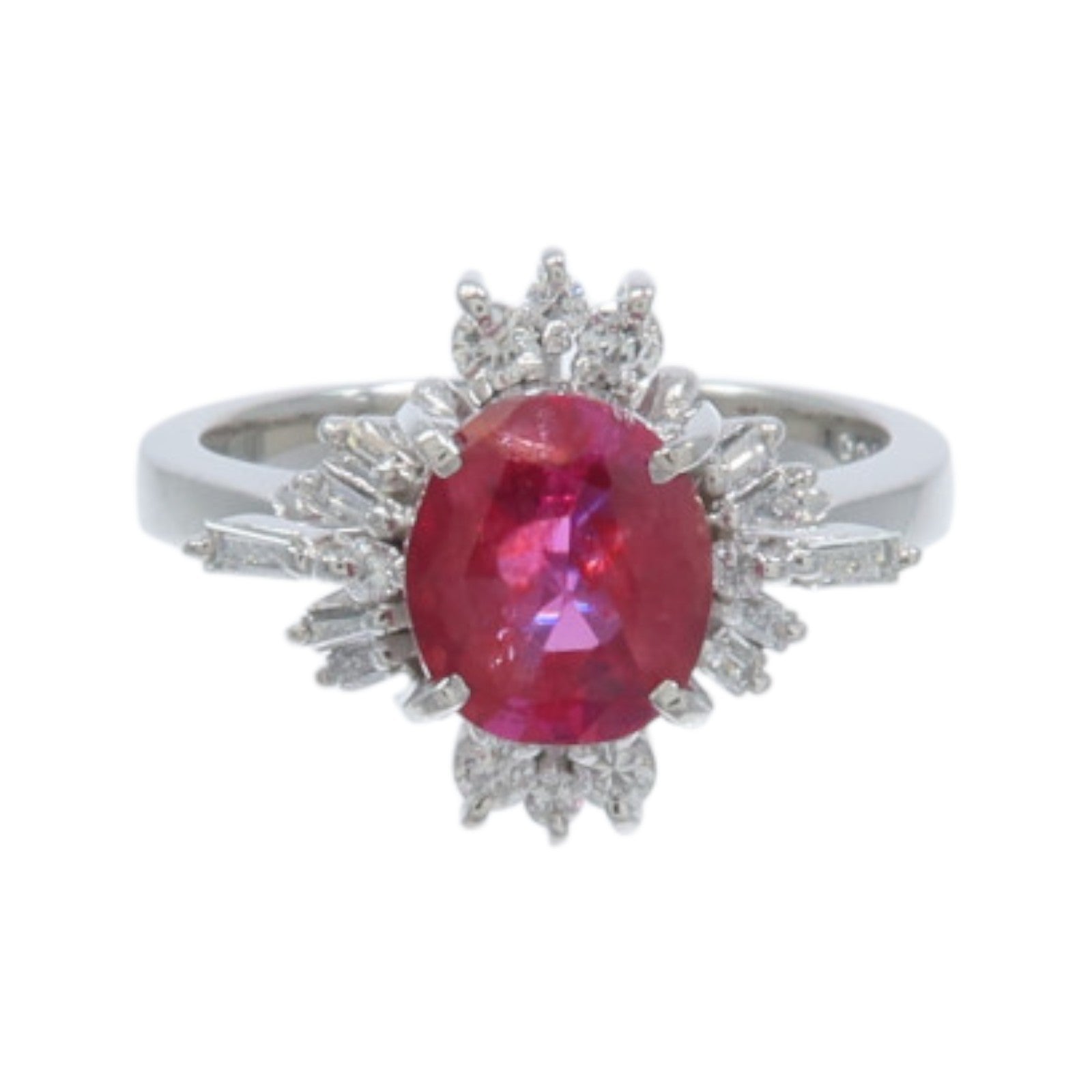 JEWELRY PT900鉑金Ruby Diamond Ring紅寶石/鑽石戒指