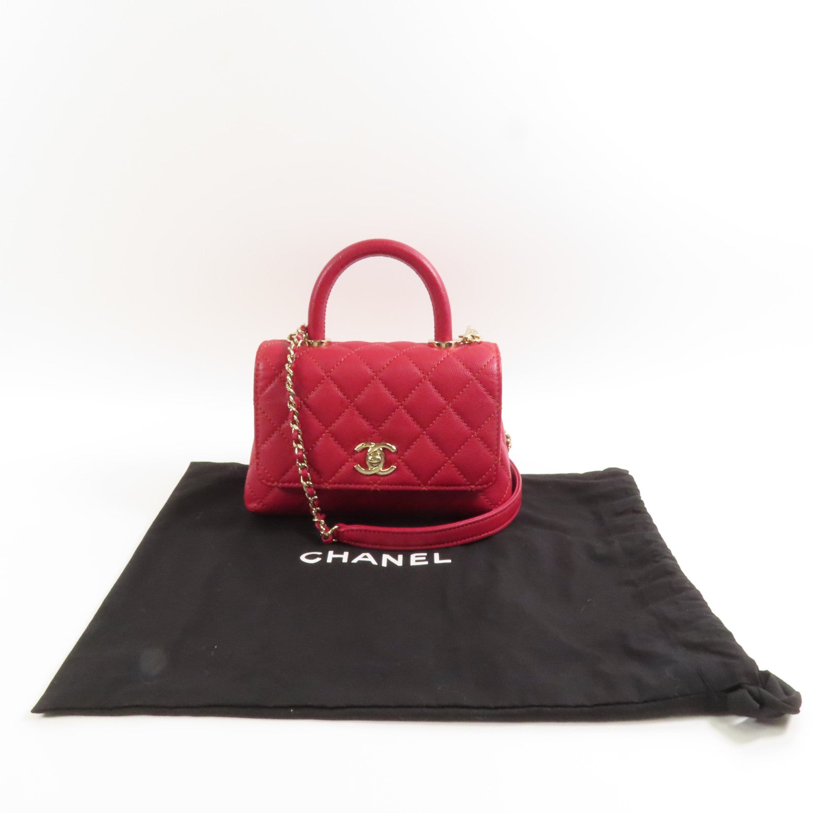 CHANEL 牛皮皮革Mini Coco Handle金扣手挽肩背兩用袋