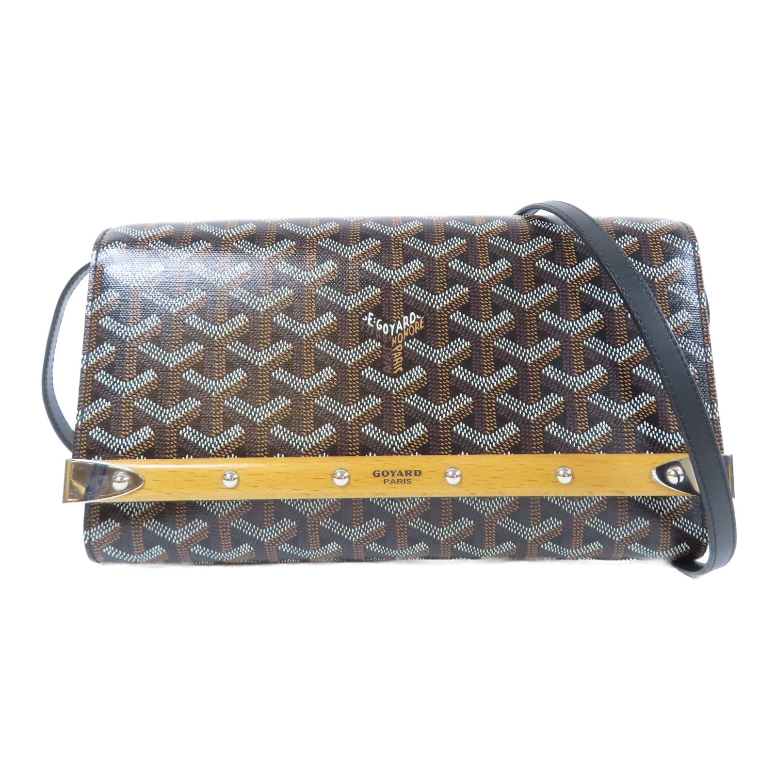 GOYARD 塗層帆布Monte Carlo銀扣肩背袋黑色