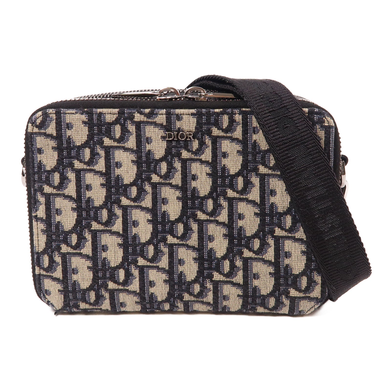 Dior 帆布Oblique Camera Bag銀扣肩背袋