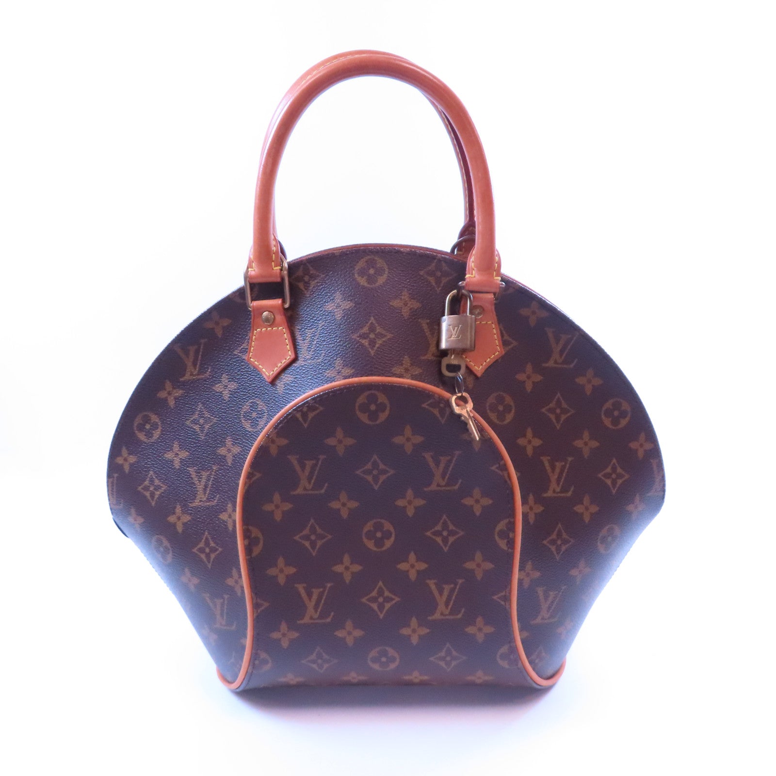 LOUIS VUITTON Monogram Elipse MM金扣手挽袋啡色