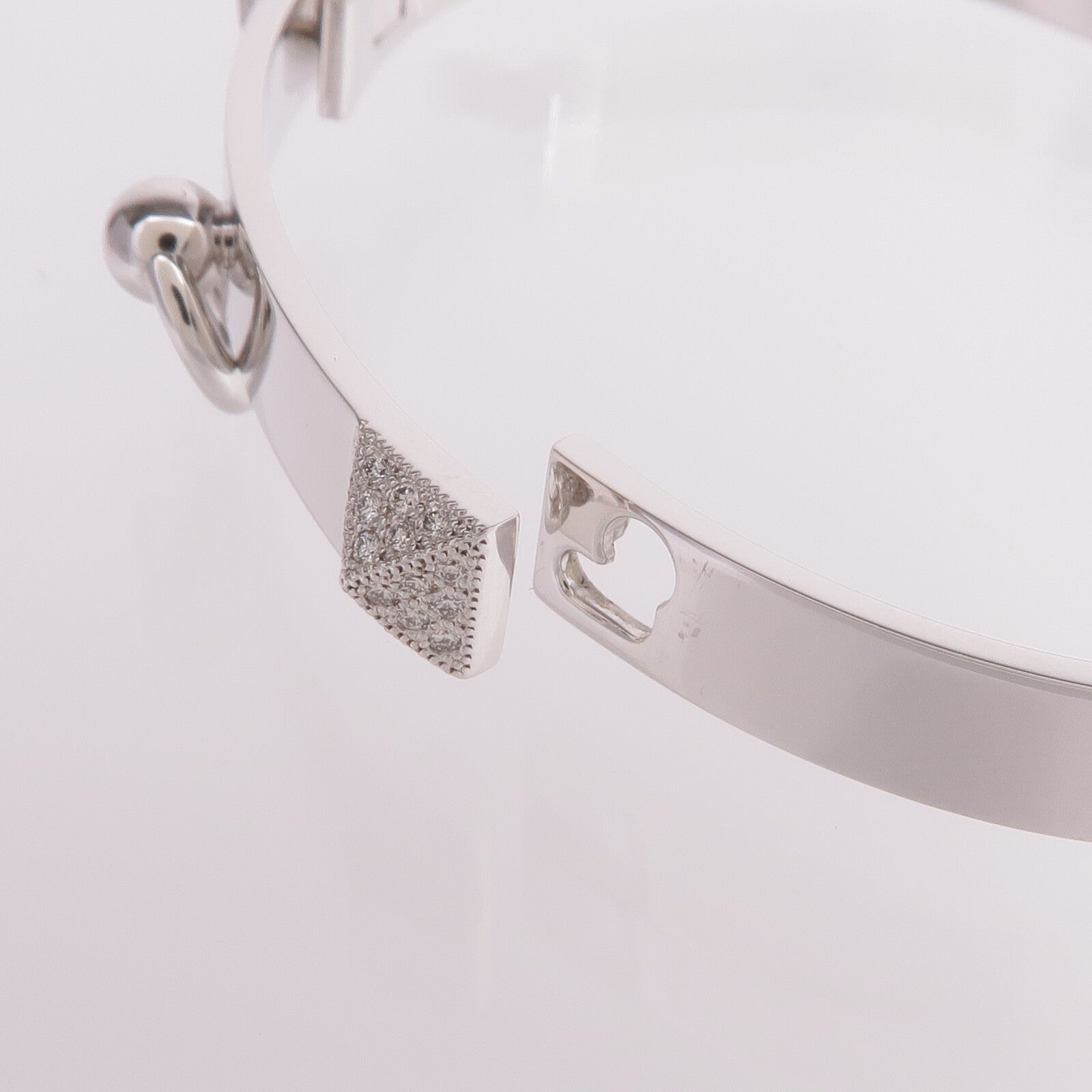 HERMES 18K白金Collier de chien Bracelet鑽石手鐲