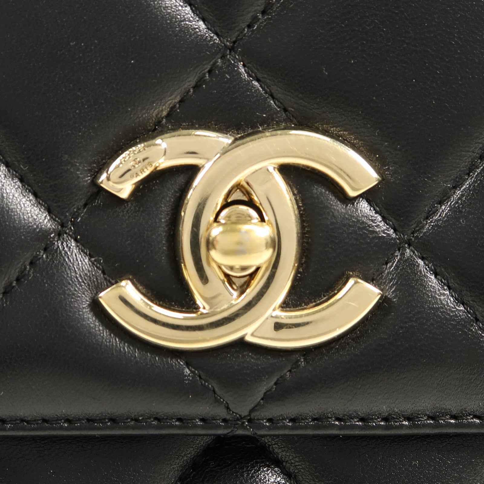 CHANEL CC GHW Trendy CC 2 Way Bag Lambskin Leather Black