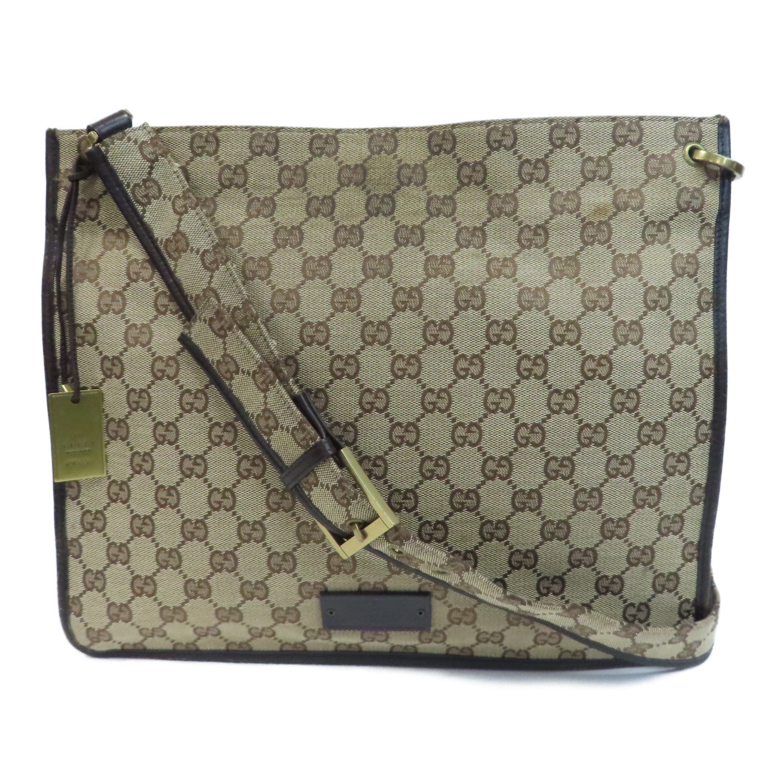 GUCCI 帆布Shoulder Bag金扣肩背袋啡色