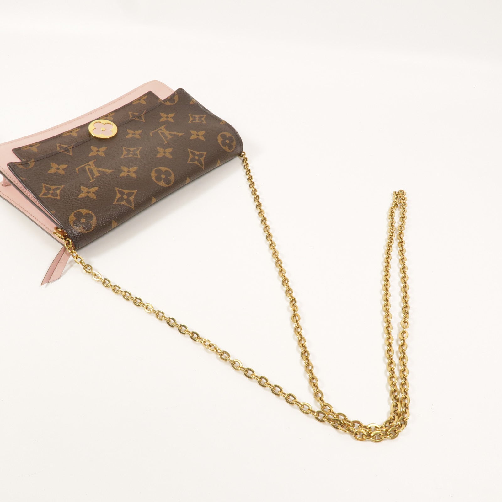 LOUIS VUITTON Monogram Flore Chain Wallet鏈帶肩背袋