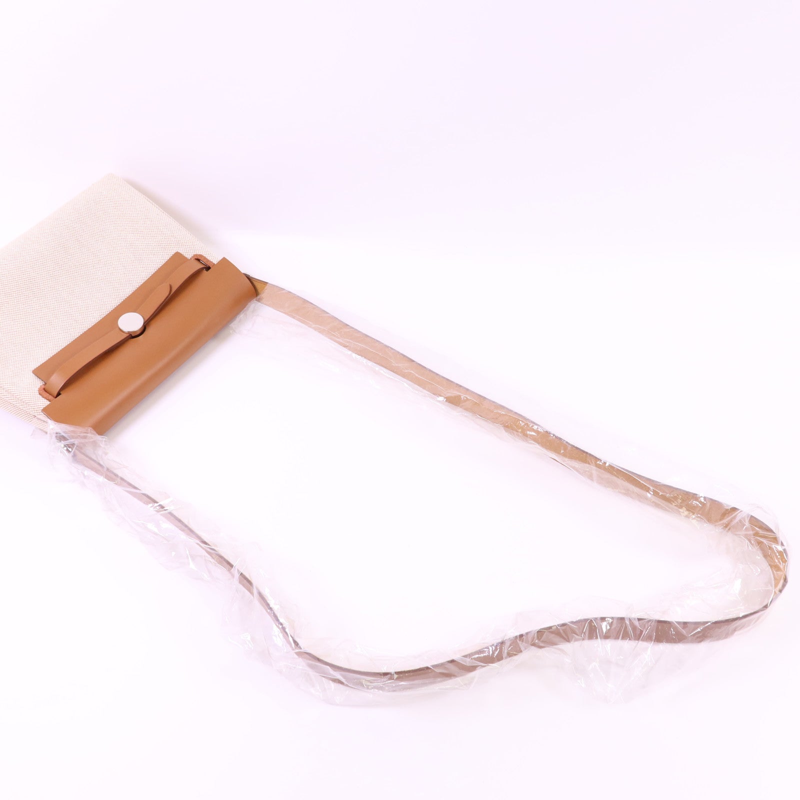 HERMES 帆布Mini Herbag銀扣肩背袋Gold