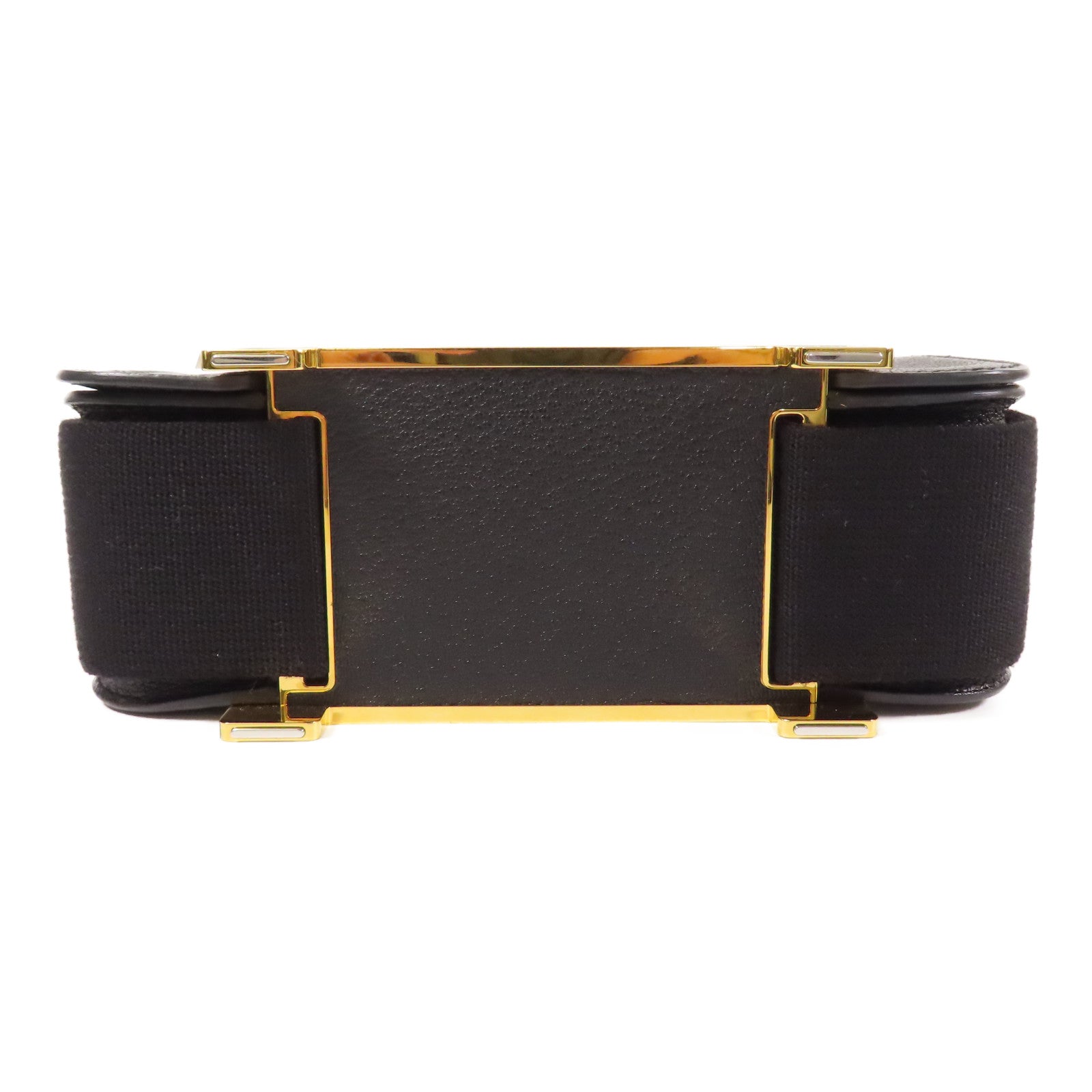 HERMES Chevre皮革金扣Geta肩背袋Noir