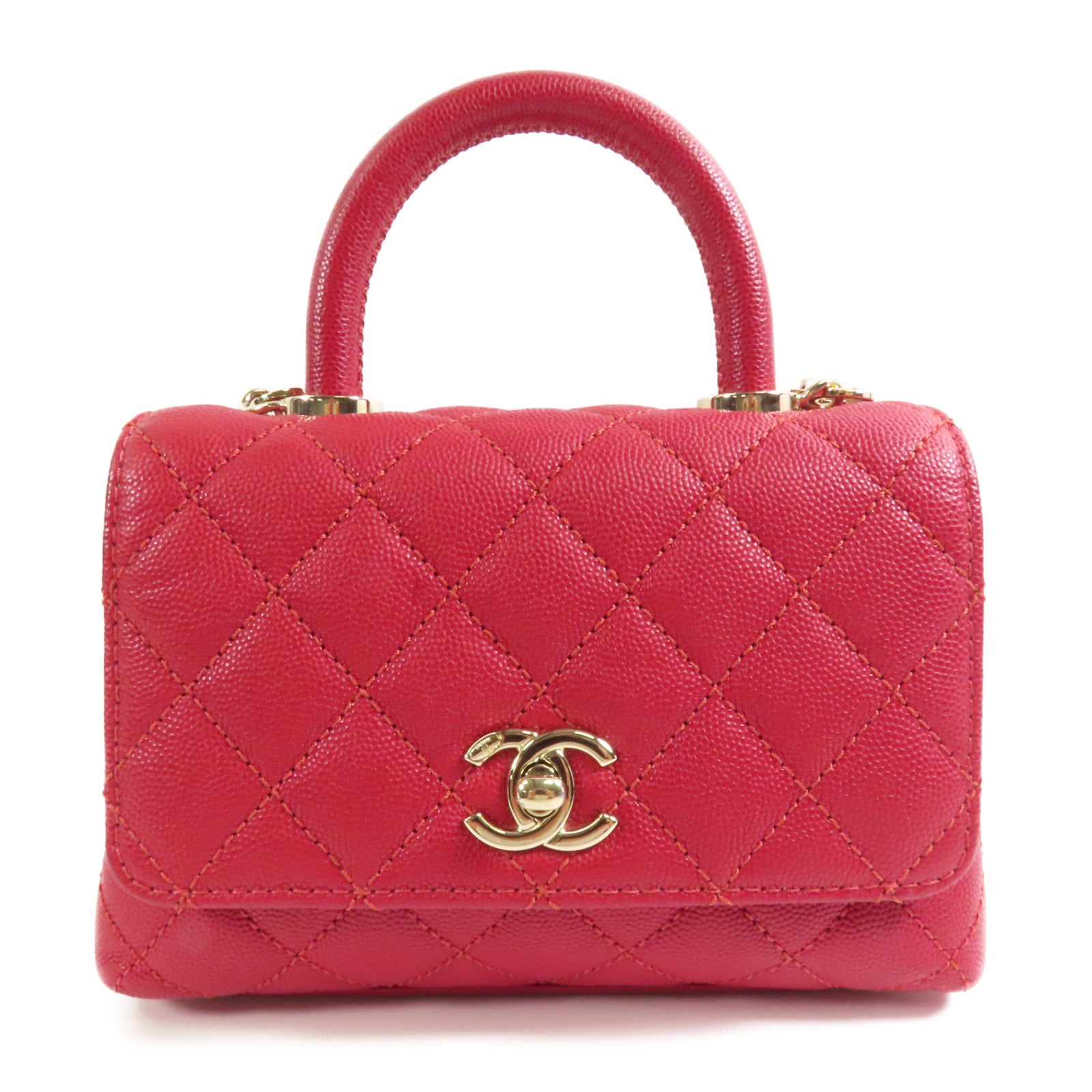 CHANEL 牛皮皮革Mini Coco Handle金扣手挽肩背兩用袋