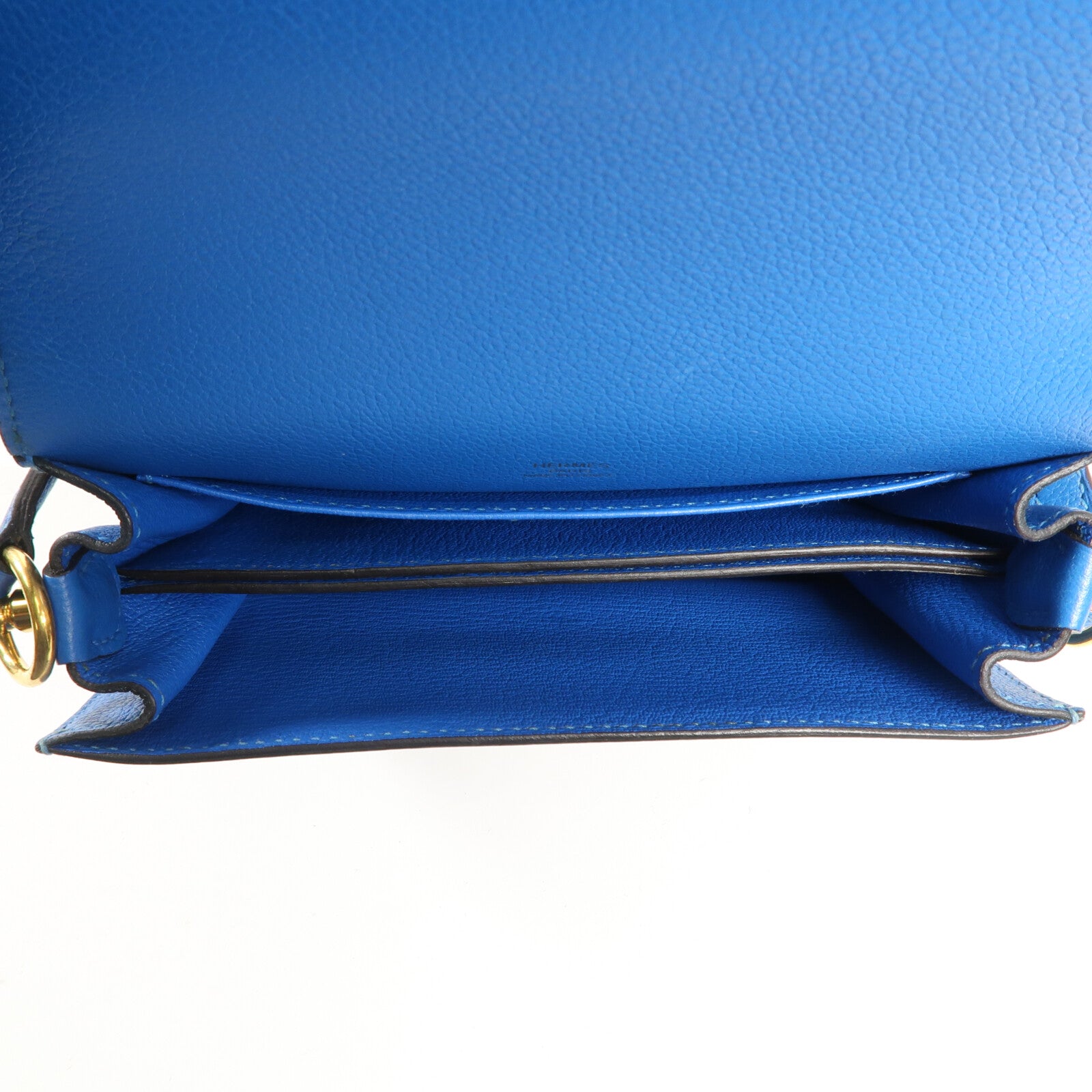 HERMES Evercolr皮革Mini Roulis金扣肩背袋Bleu Saphir