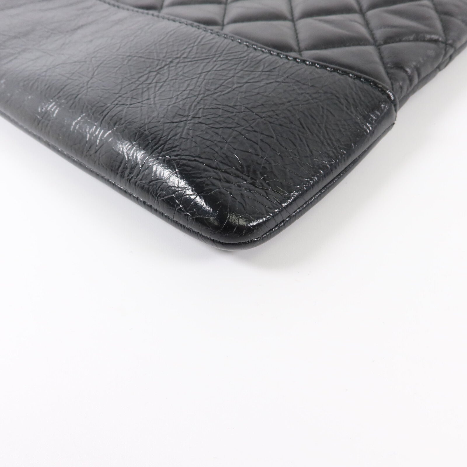 CHANEL 牛皮皮革Large Gabrielle O Case Clutch銀扣手拿包