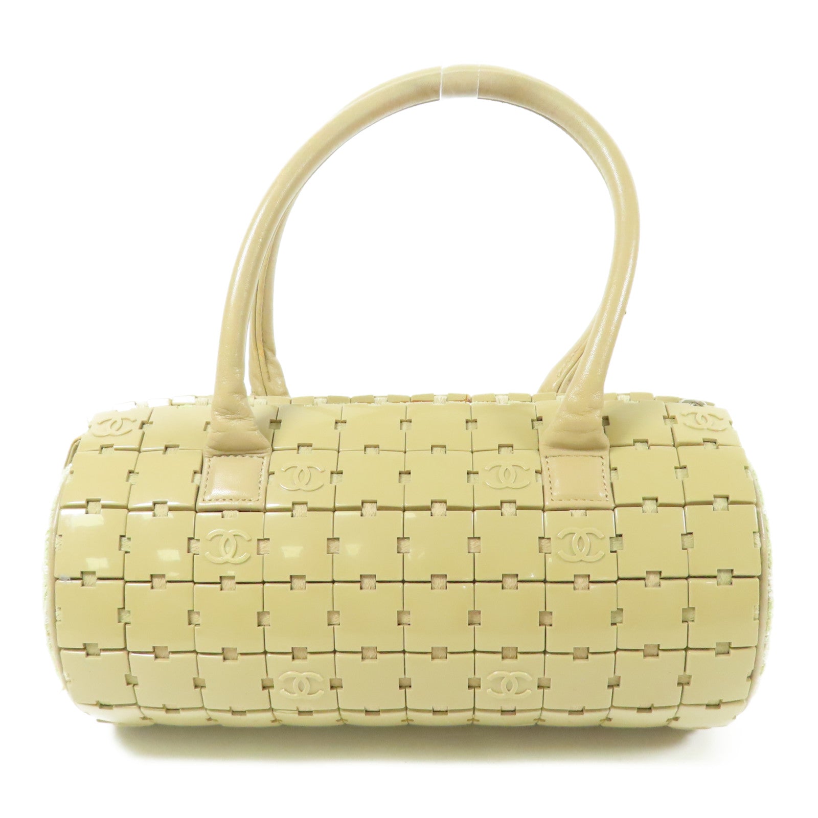 CHANEL PVC/皮革Hand Bag銀扣手挽袋
