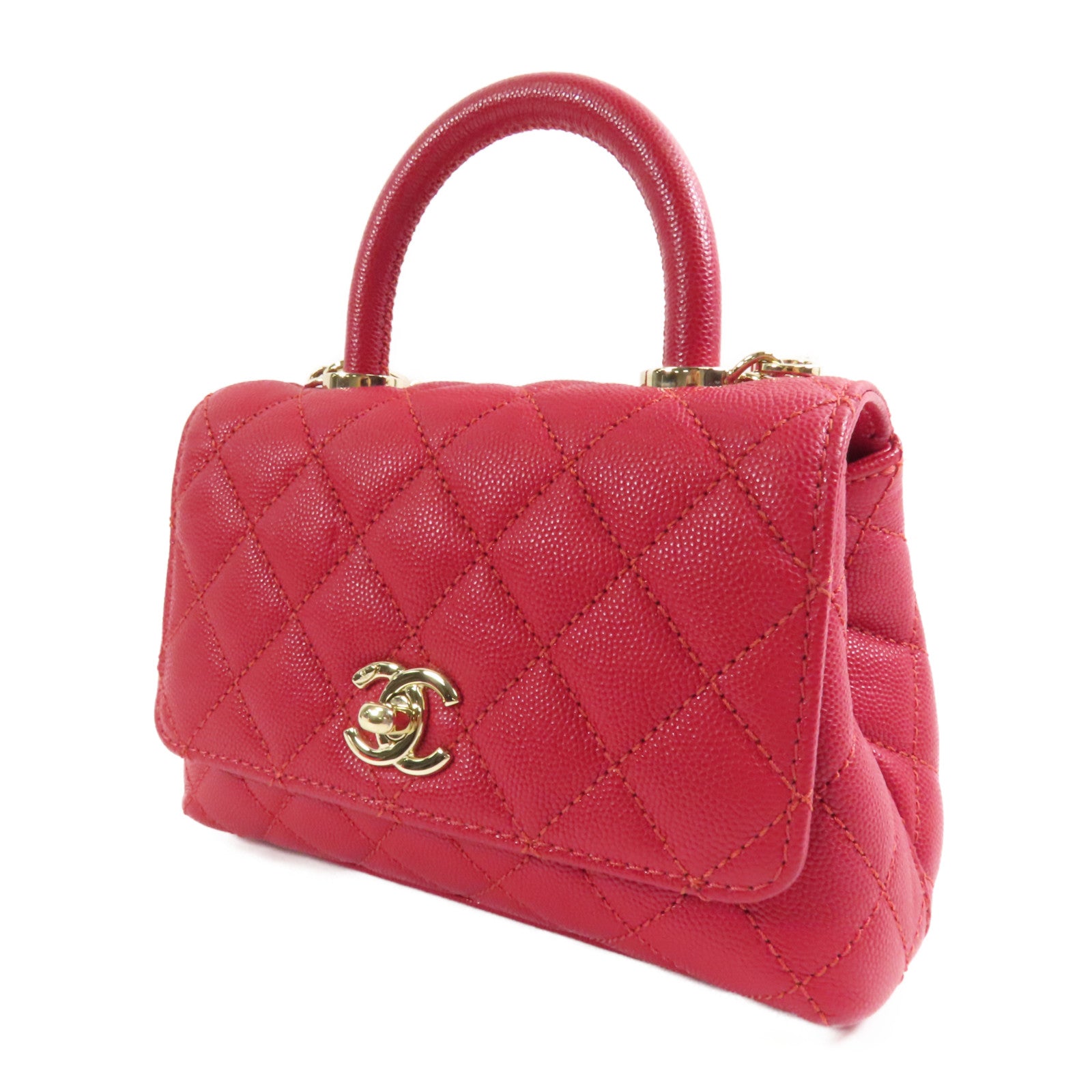 CHANEL 【激減優惠】牛皮皮革Mini Coco Handle金扣手挽肩背兩用袋