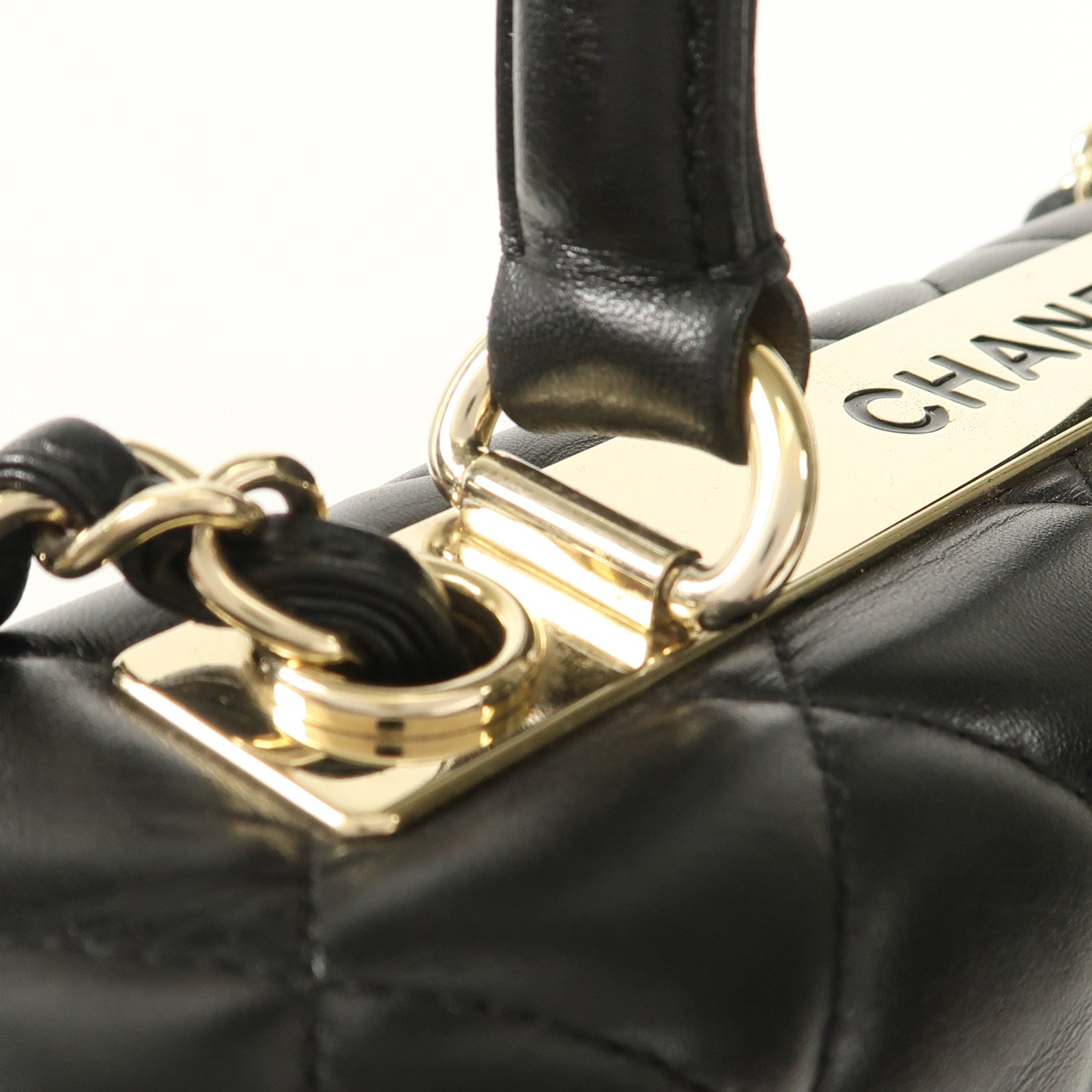 CHANEL CC GHW Trendy CC 2 Way Bag Lambskin Leather Black