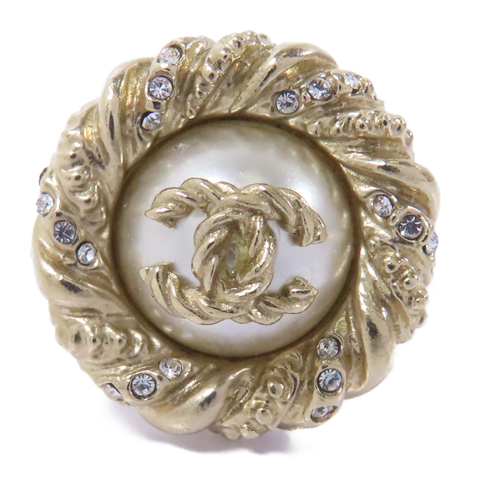 CHANEL 金屬/PVC Ring戒指US#6金色/白色