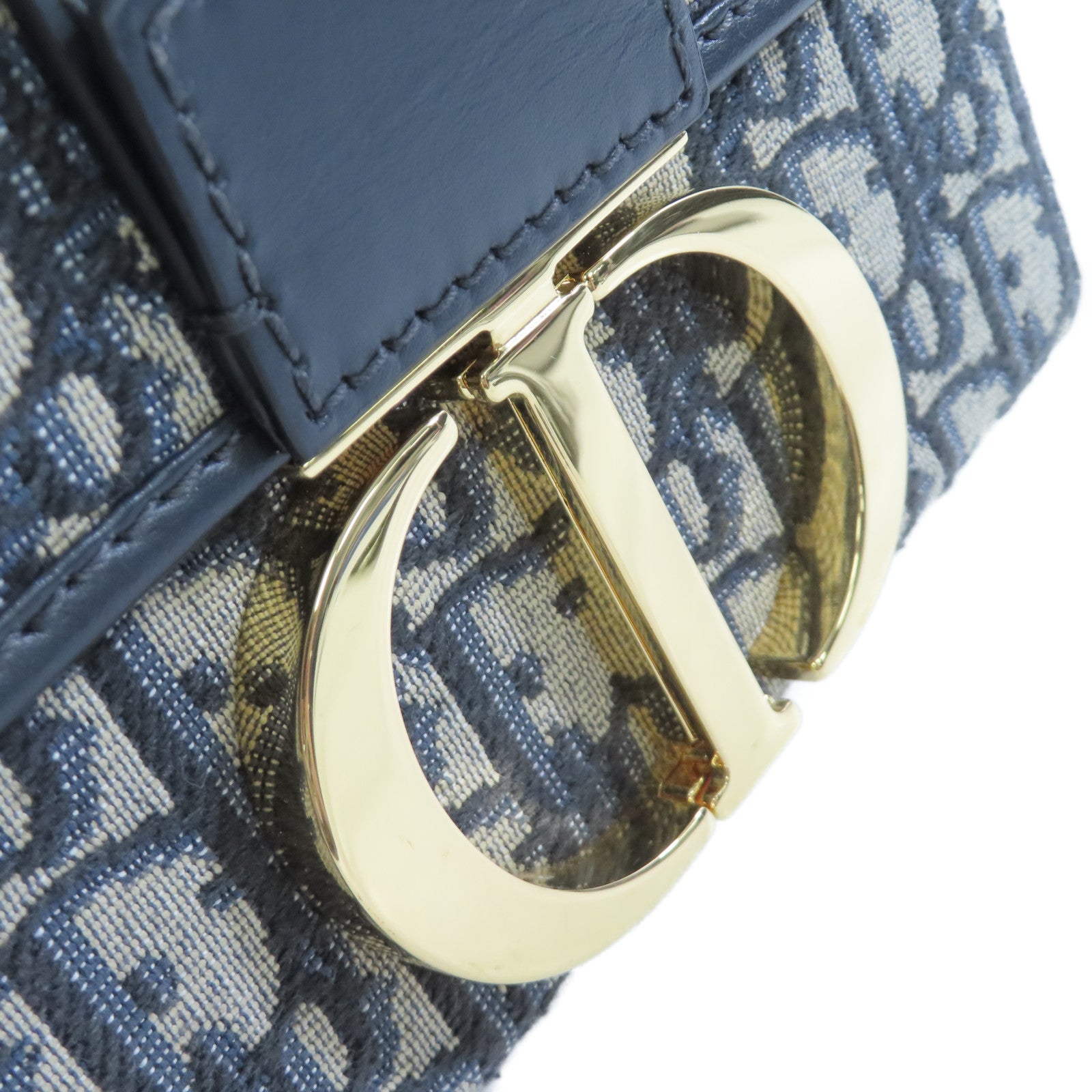 Dior Oblique帆布Mini Montaiqne 30 Shoulder Bag金扣肩背袋啡色/藍色
