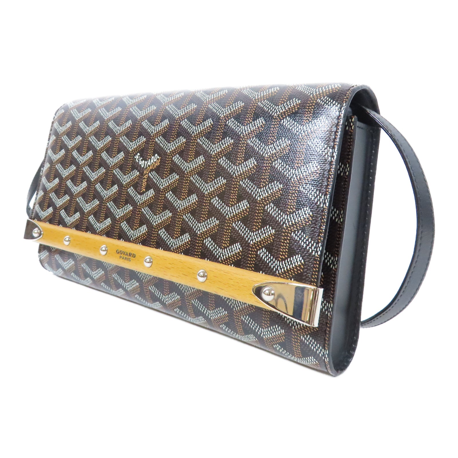 GOYARD 塗層帆布Monte Carlo銀扣肩背袋黑色