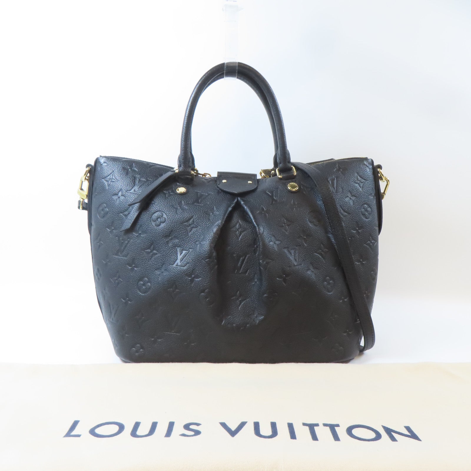 LOUIS VUITTON Monogram Empreinte Mazarine MM金扣手挽肩背兩用袋黑色