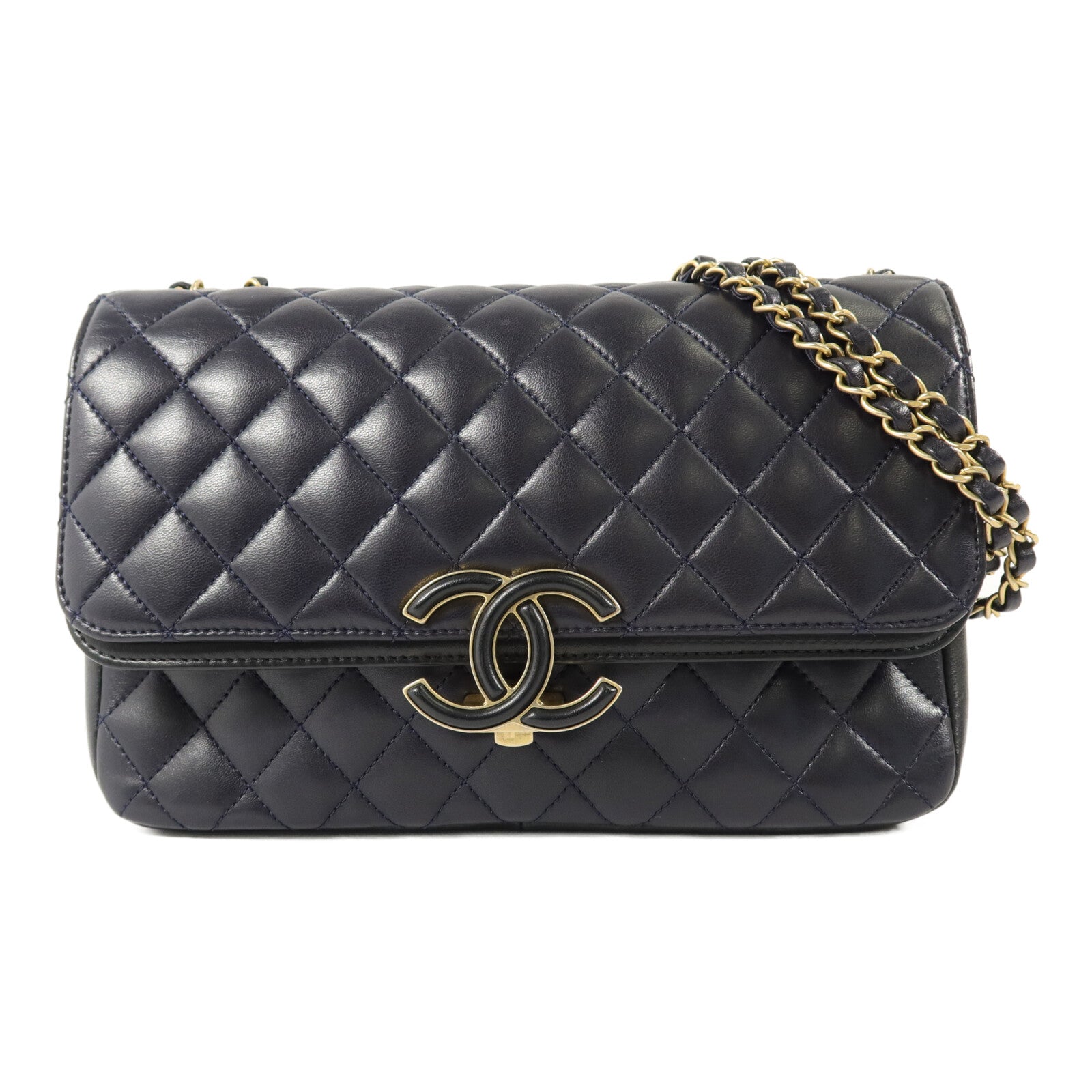 CHANEL 羊皮皮革CC Logo Flap鏈帶肩背袋