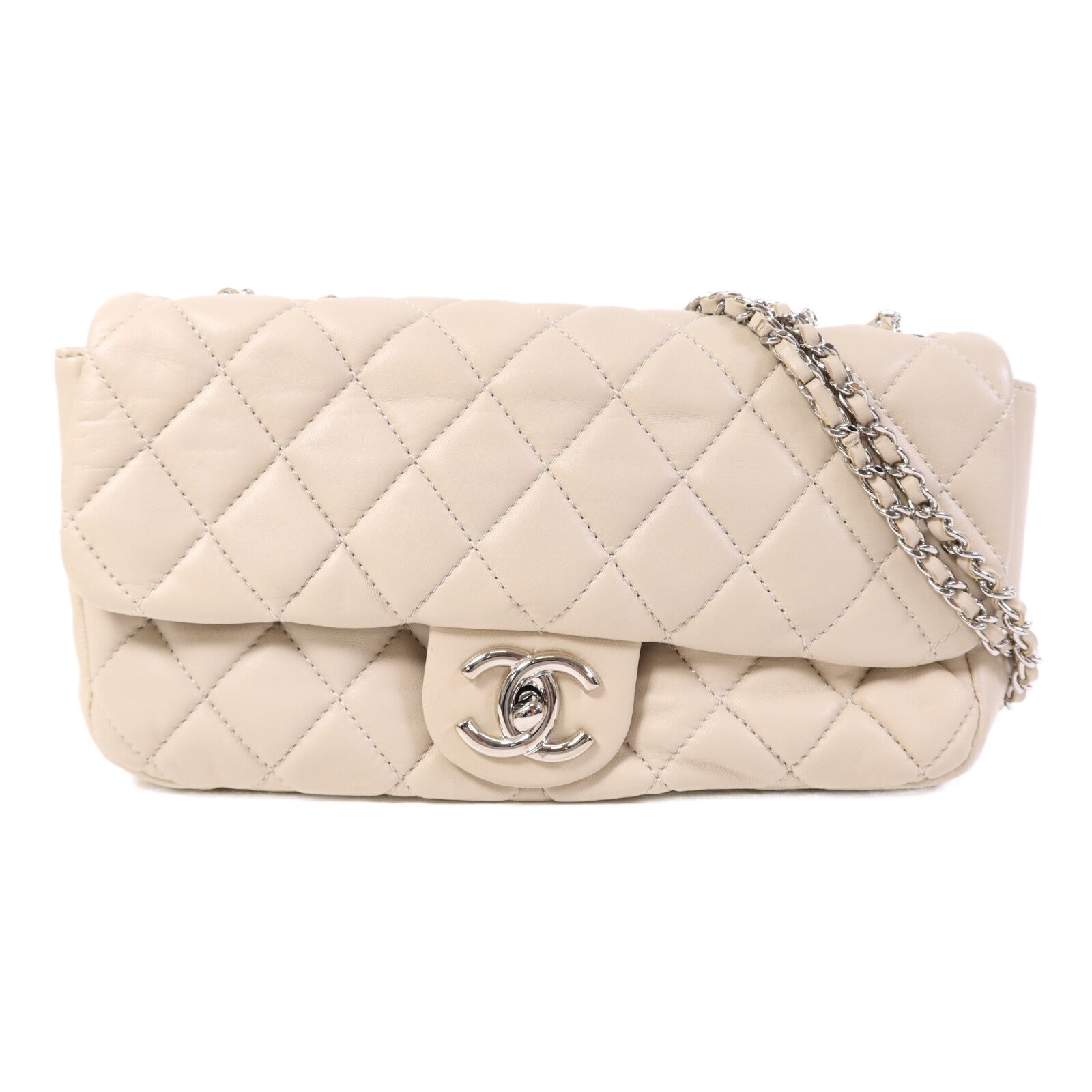 CHANEL 牛皮皮革CoCo Rain Flap銀扣鏈帶肩背袋