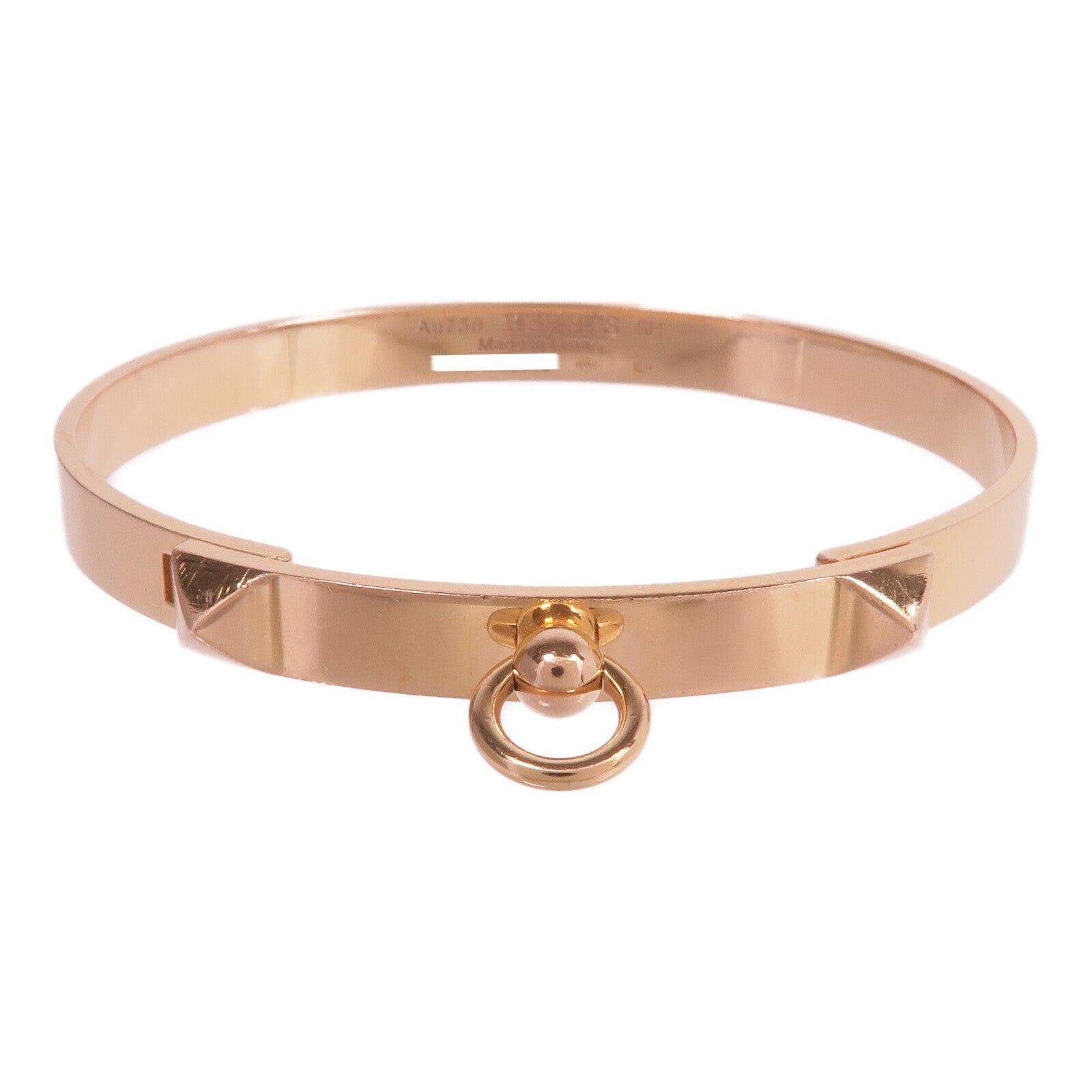 HERMES 18K玫瑰金Collier de chien Bracelet Small Model手鐲