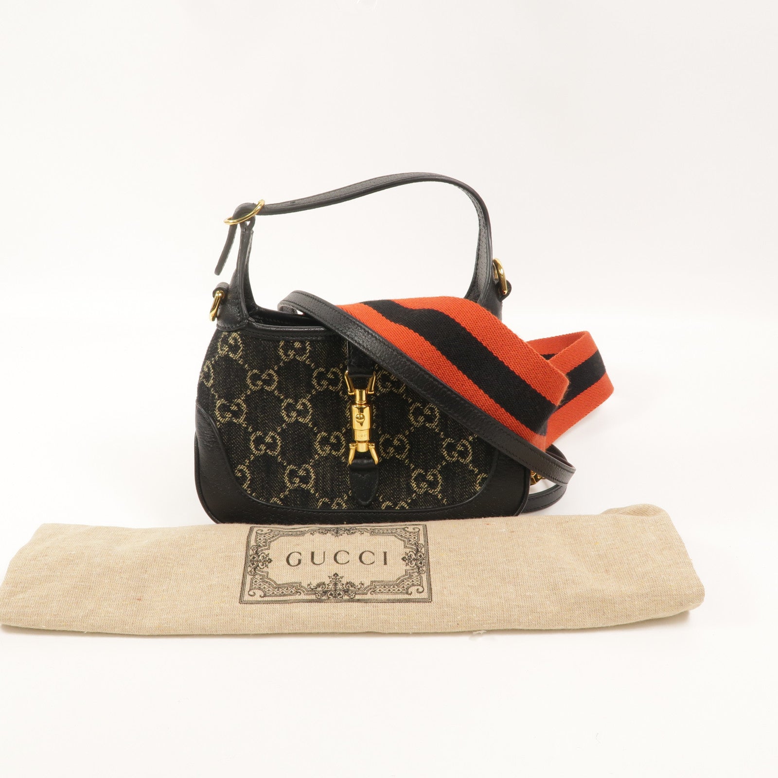 GUCCI 牛仔布Jackie 1961 Mini手挽肩背兩用袋