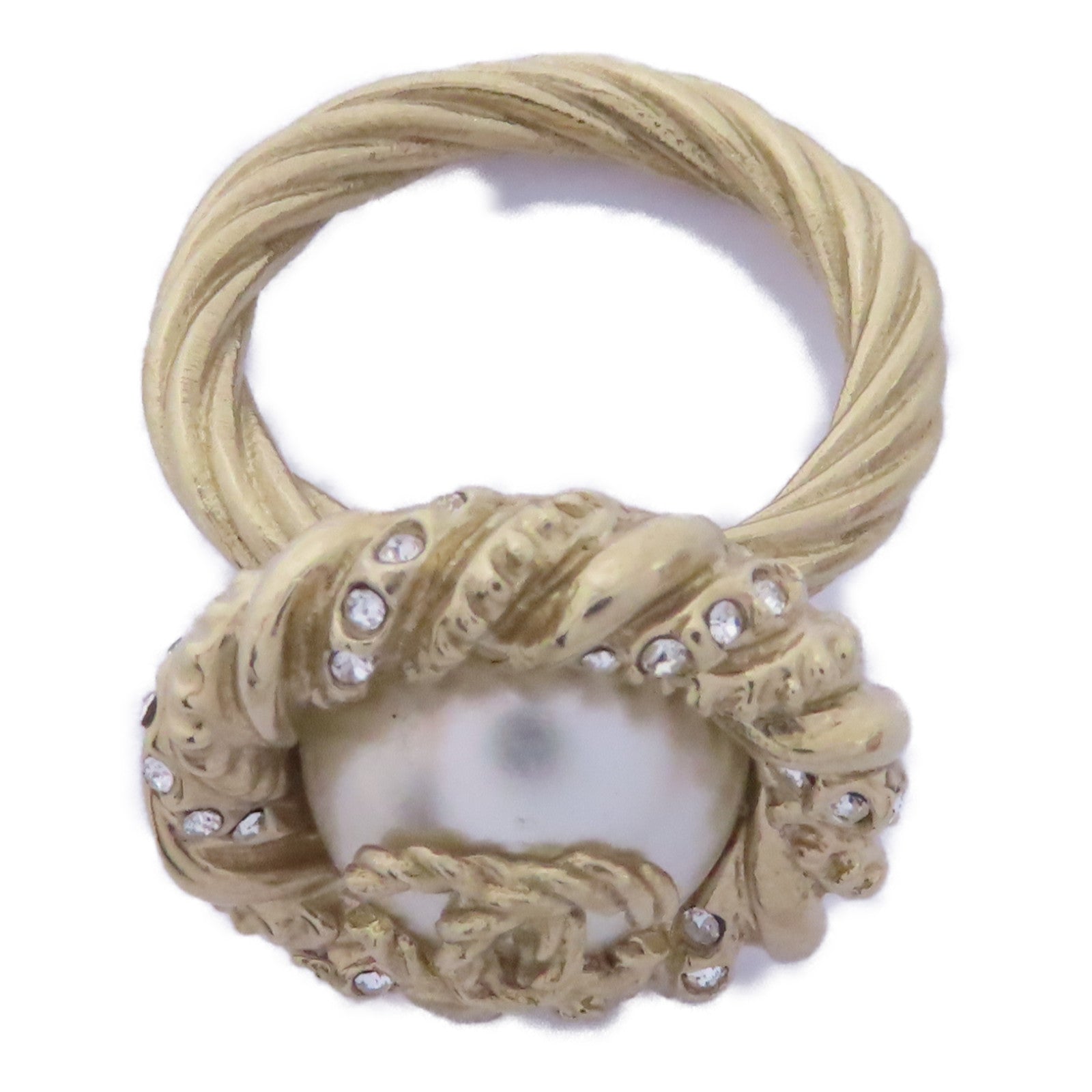 CHANEL 金屬/PVC Ring戒指US#6金色/白色
