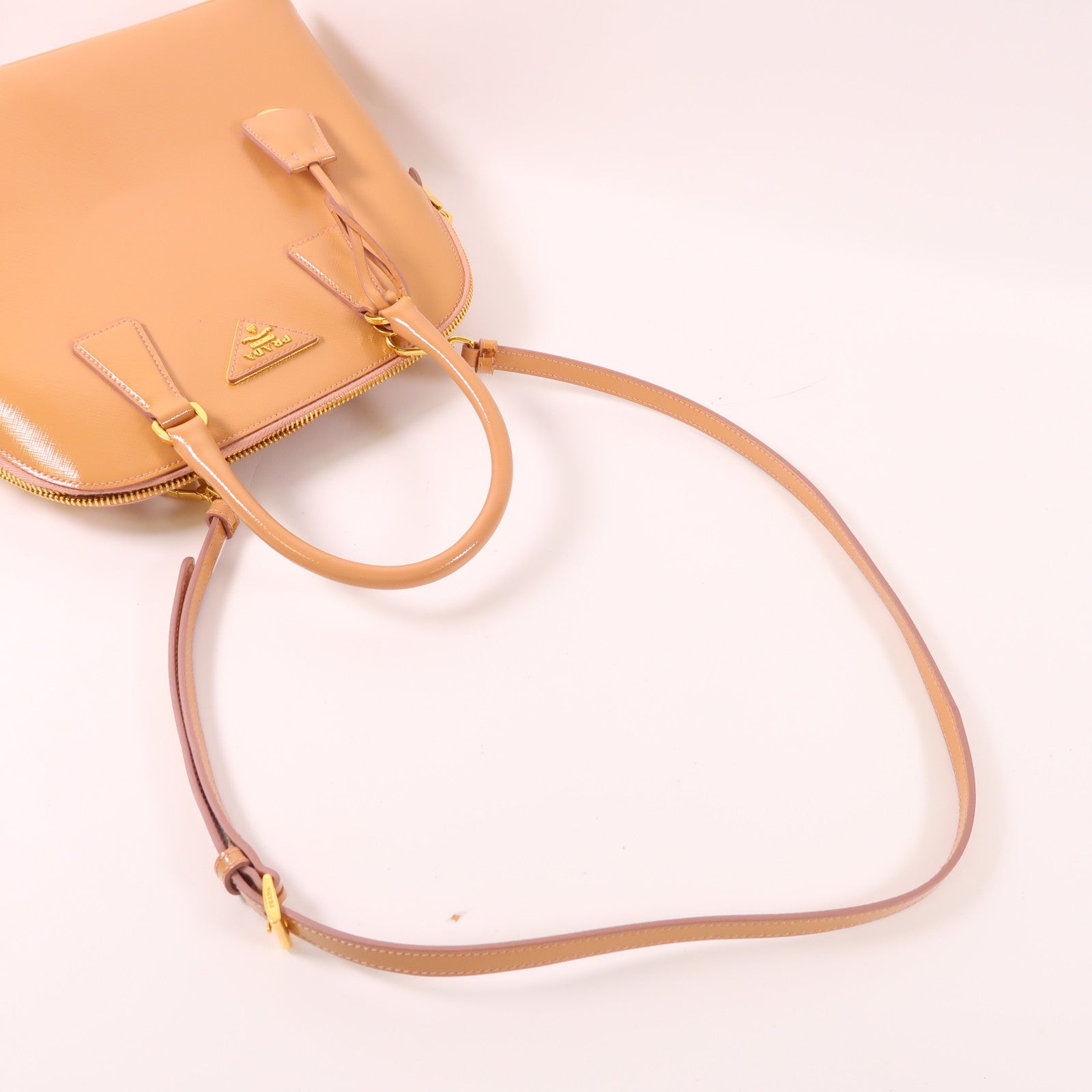 PRADA 漆皮皮革2 Way Shoulder Bag金扣手挽肩背兩用袋