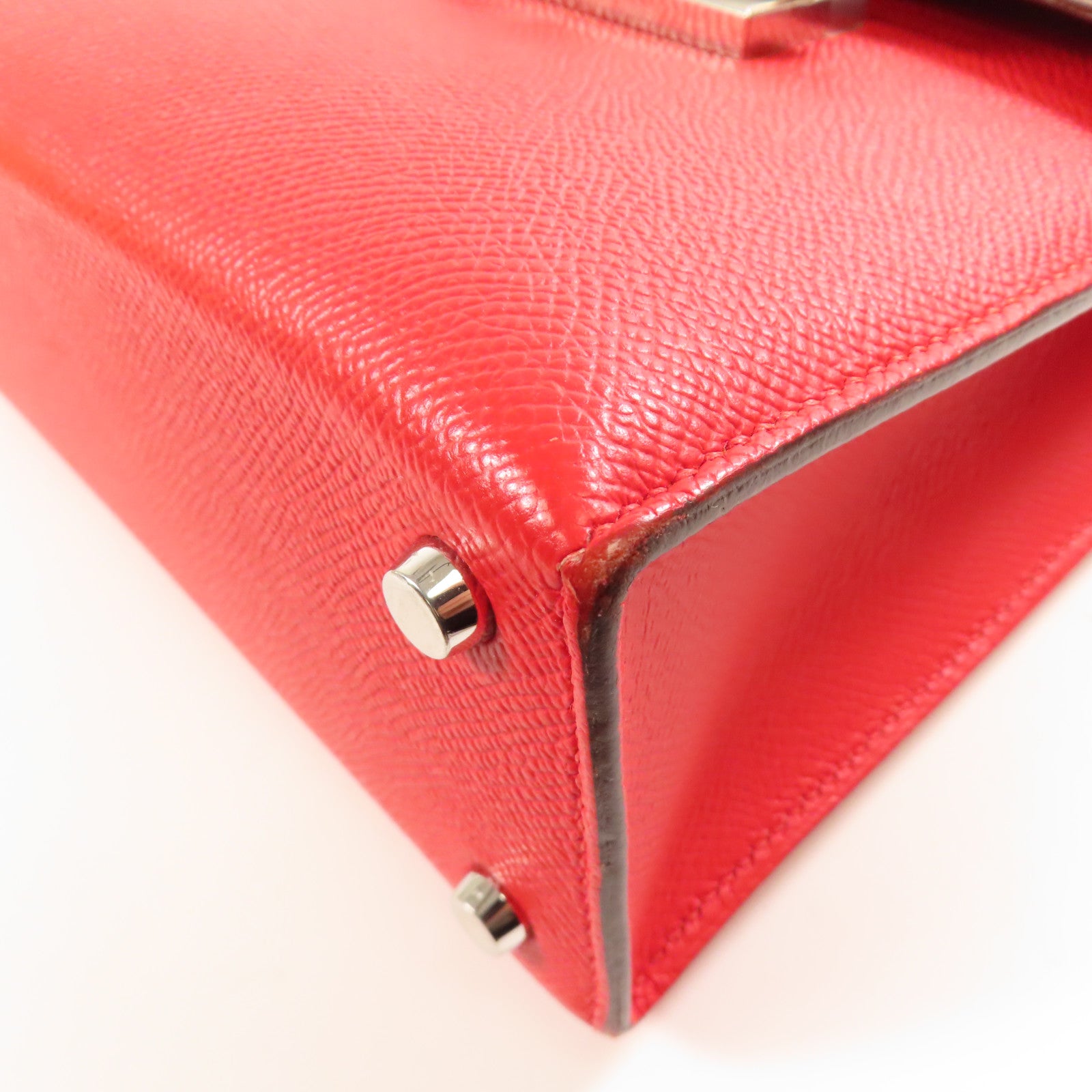 HERMES PHW Verrou 23 Shoulder Bag Veau Epsom Leather S3 Rouge de Coeur Red