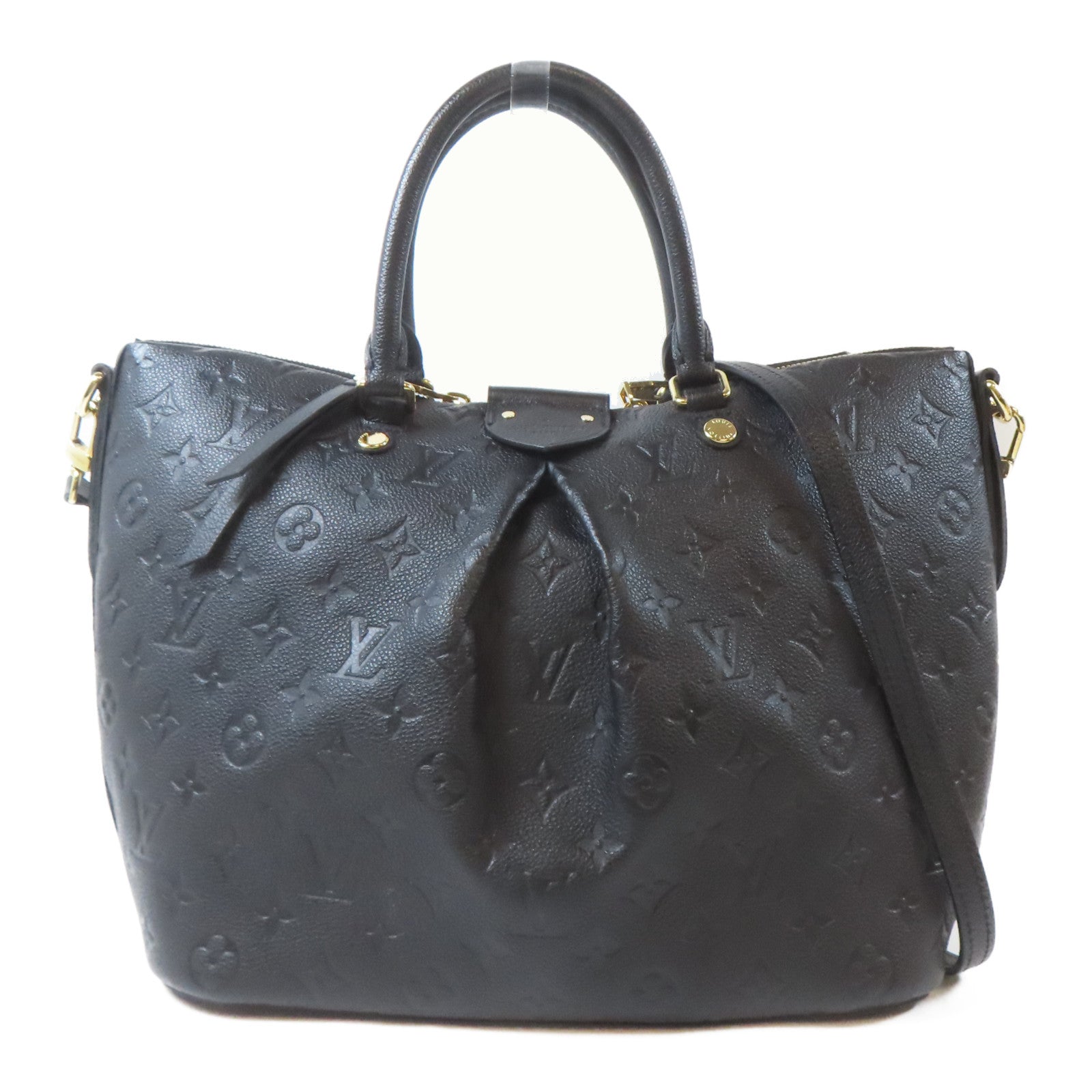 LOUIS VUITTON Monogram Empreinte Mazarine MM金扣手挽肩背兩用袋黑色