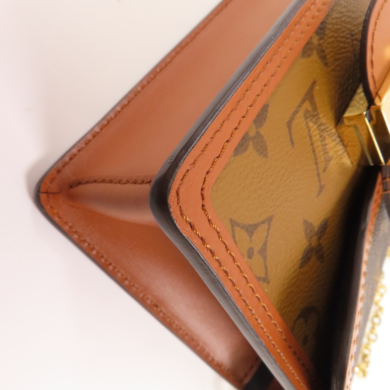 LOUIS VUITTON LV GHW Dauphine Chain Shoulder Bag M68746 Monogram Reverse Brown