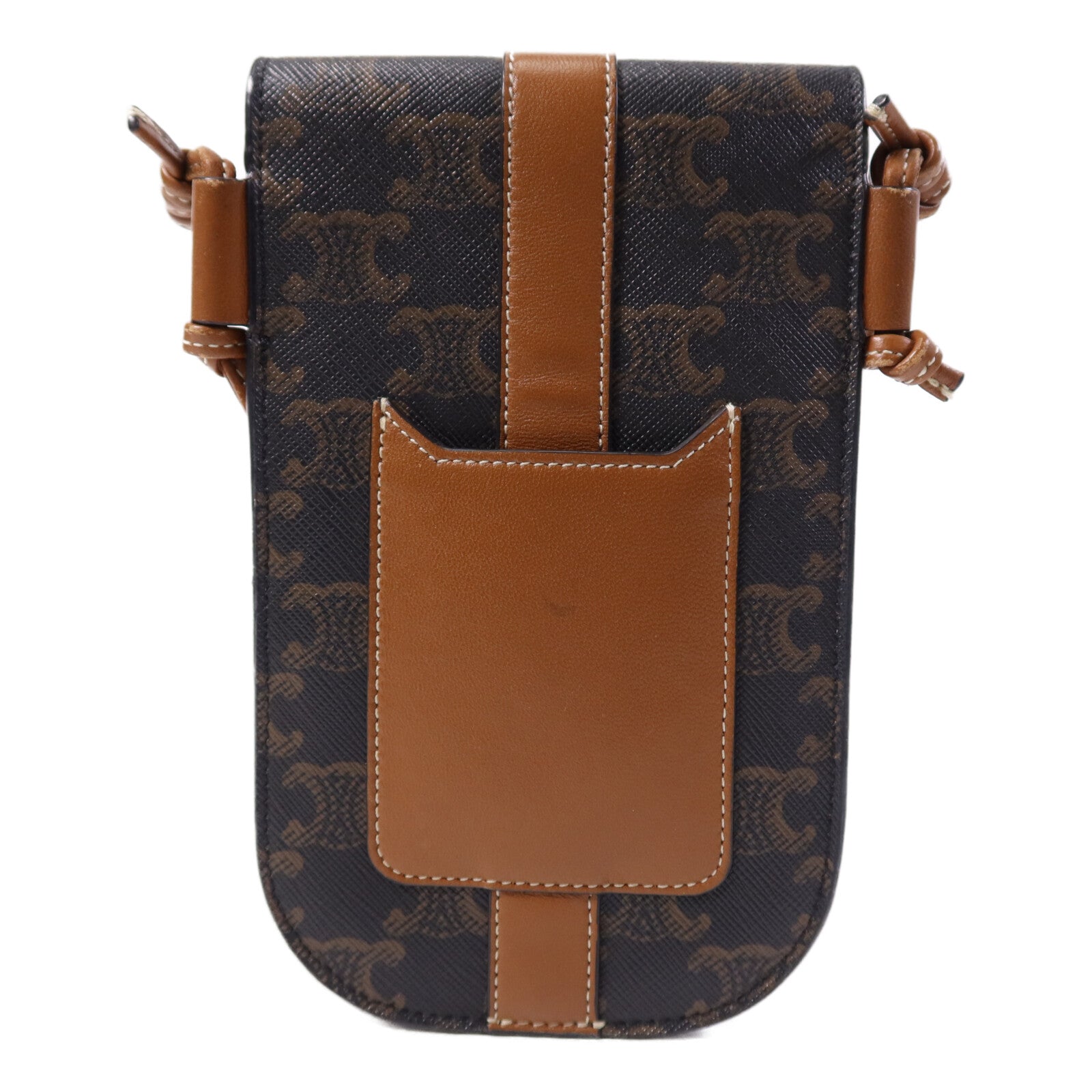 CELINE 塗層帆布Triomphe Phone Bag銀扣肩背手機袋